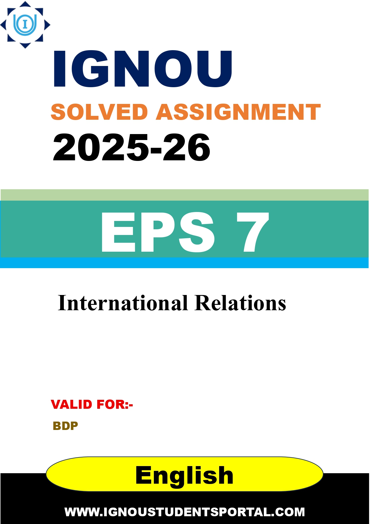 IGNOU EPS 7 Solved Assignment 2025-2026 (English Medium) – Download PDF