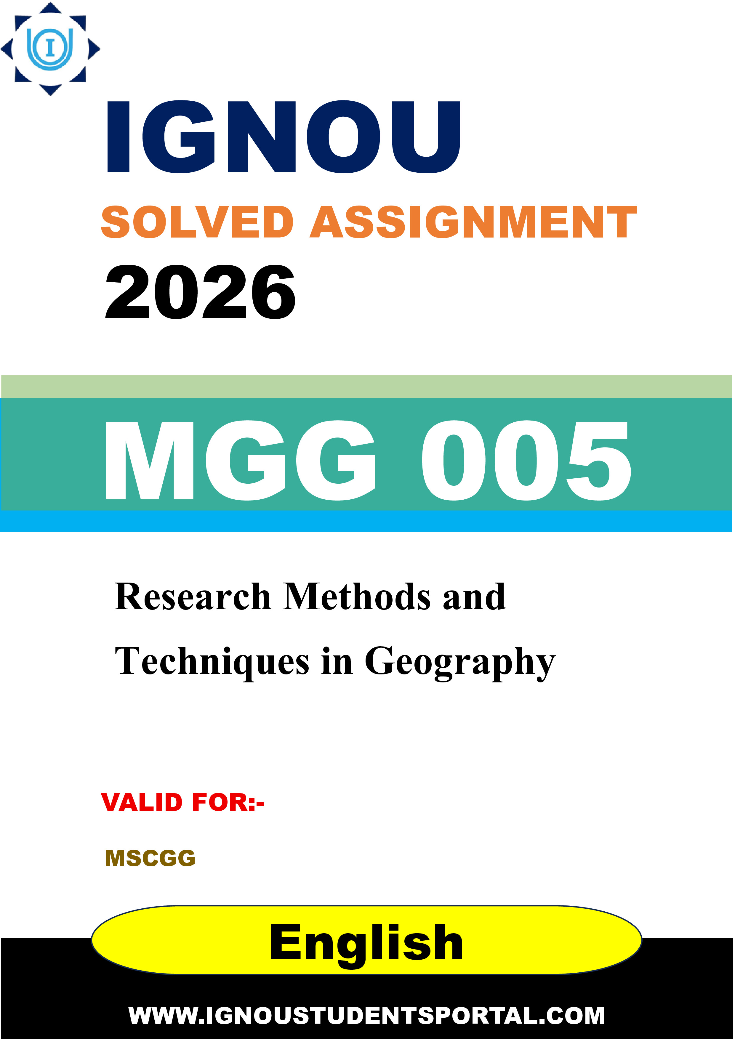 IGNOU MGG 005 Solved Assignment 2026-26: Research Methods and Techniques in Geography (English Medium) | IGNOU Students Portal
