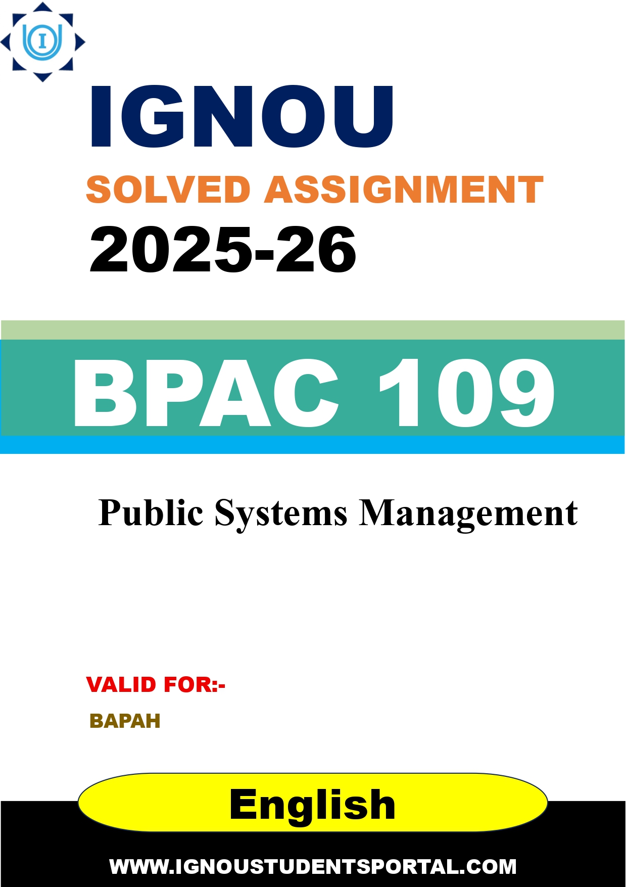 IGNOU BPAC 109 Solved Assignment 2025-2026 (English Medium) – Download PDF