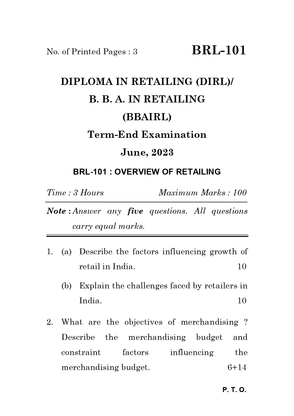 IGNOU BRL 101 Solved Previous Year Question Paper – June 2023 (English Medium) – Download PDF