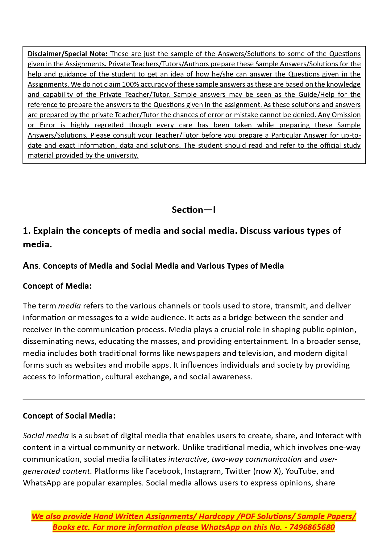 IGNOU BPCG 174 Solved Previous Year Question Paper – june 2024 (English Medium) – Download PDF