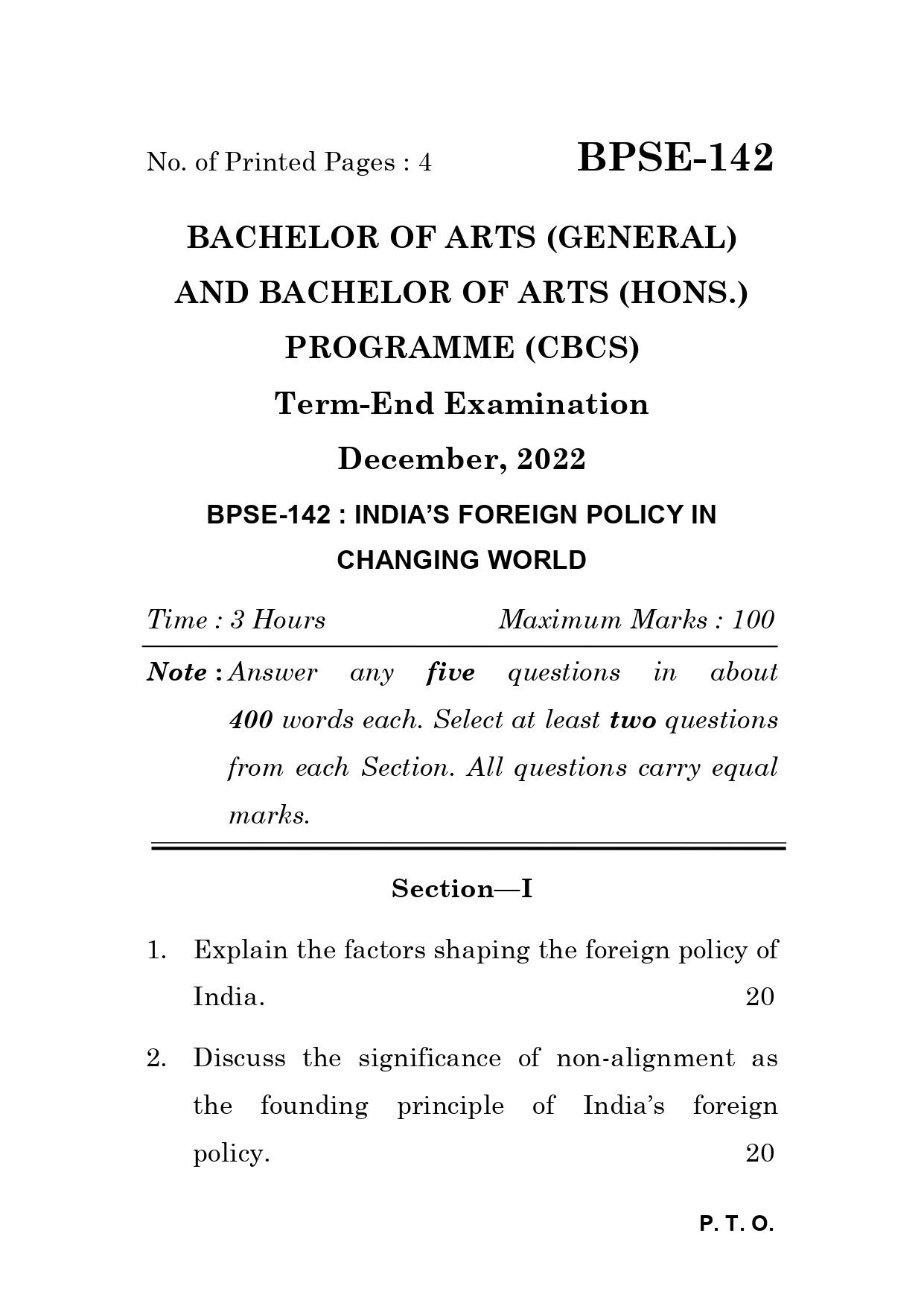 IGNOU BPSE 142 Solved Previous Year Question Paper – December 2022 (English Medium) – Download PDF