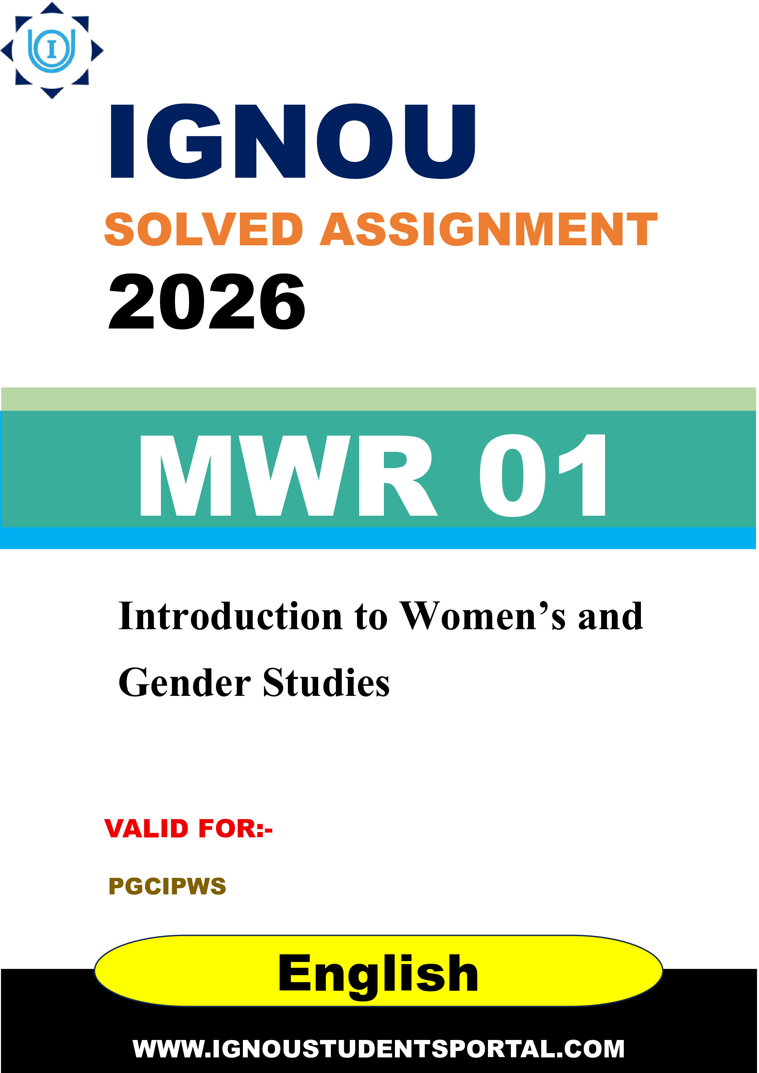 IGNOU MWR 01 Solved Assignment 2026-26: Introduction to Women’s and Gender Studies (English Medium) | IGNOU Students Portal