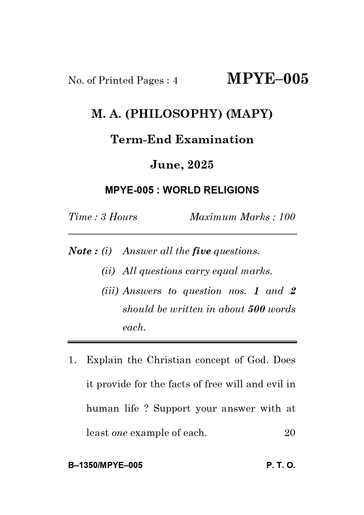 IGNOU MPYE 005 Solved Previous Year Question Paper –JUNE 2025 (ENGLISH Medium) – Download PDF