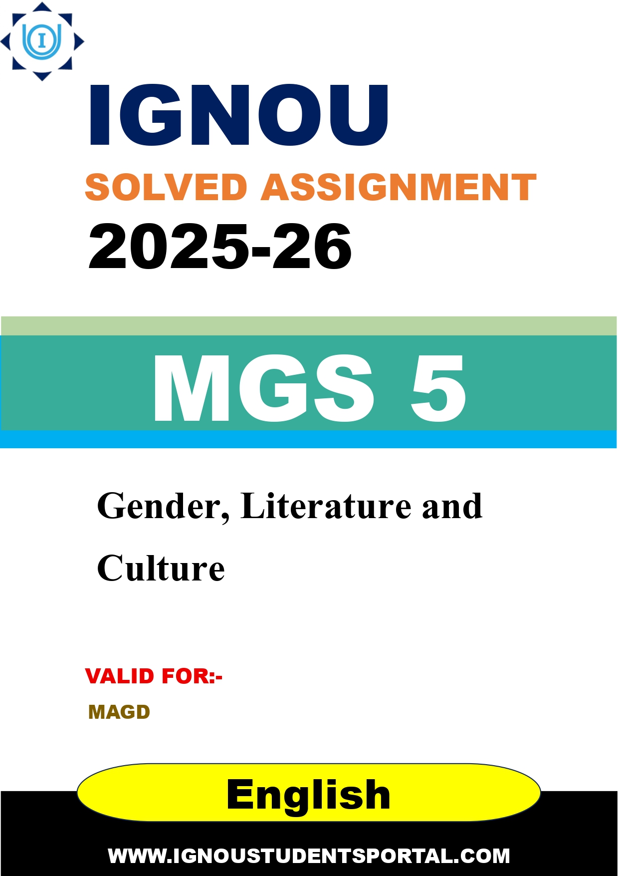 IGNOU MGS 5 Solved Assignment 2025-2026: Gender, Literature and Culture (English Medium) | IGNOU Students Portal