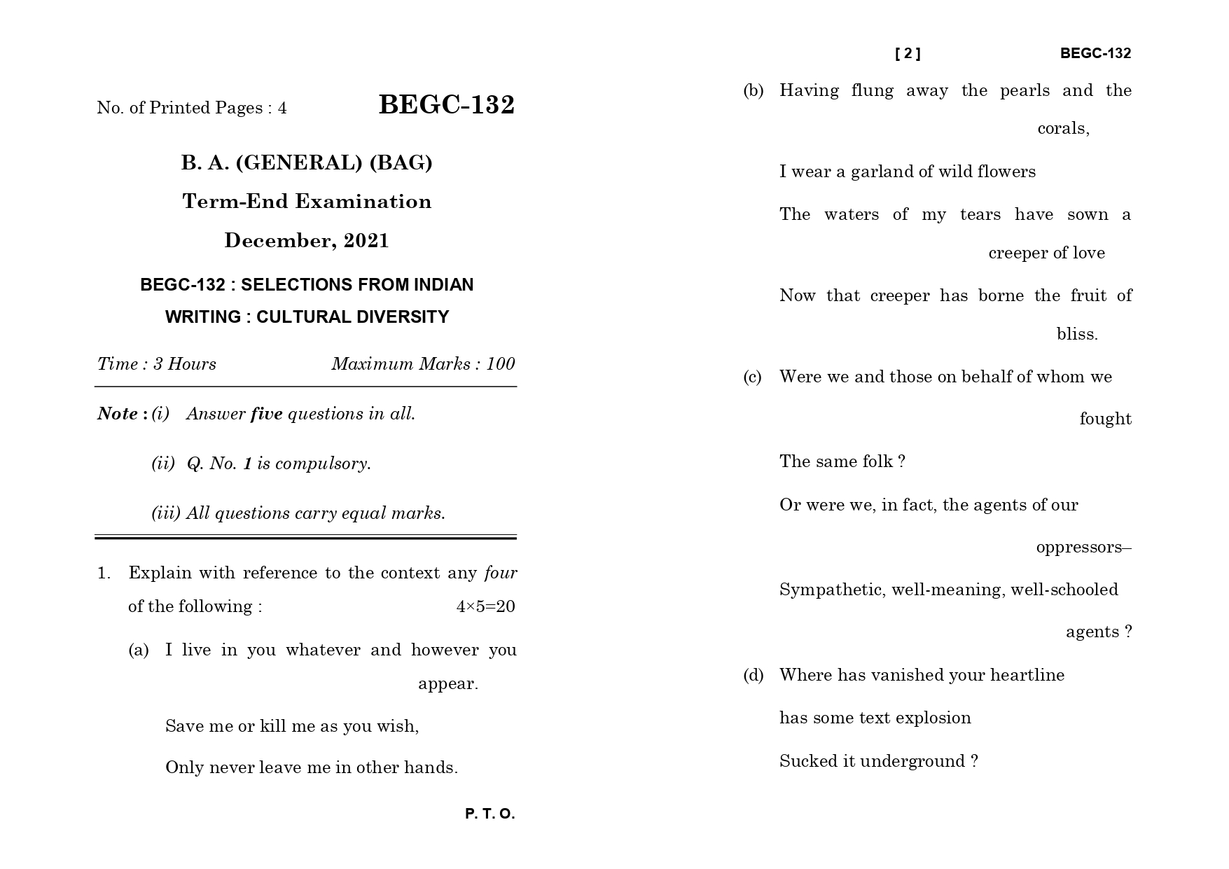 IGNOU BEGC 132 Solved Previous Year Question Paper – December 2021 (ENGLISH Medium) – Download PDF