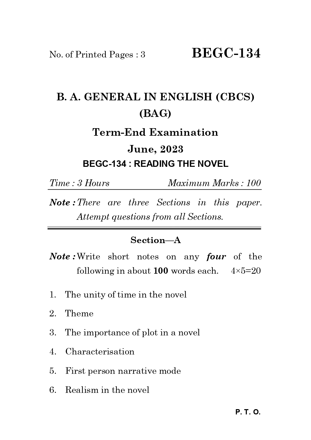 IGNOU BEGC 134 Solved Previous Year Question Paper – June 2023 (English Medium) – Download PDF