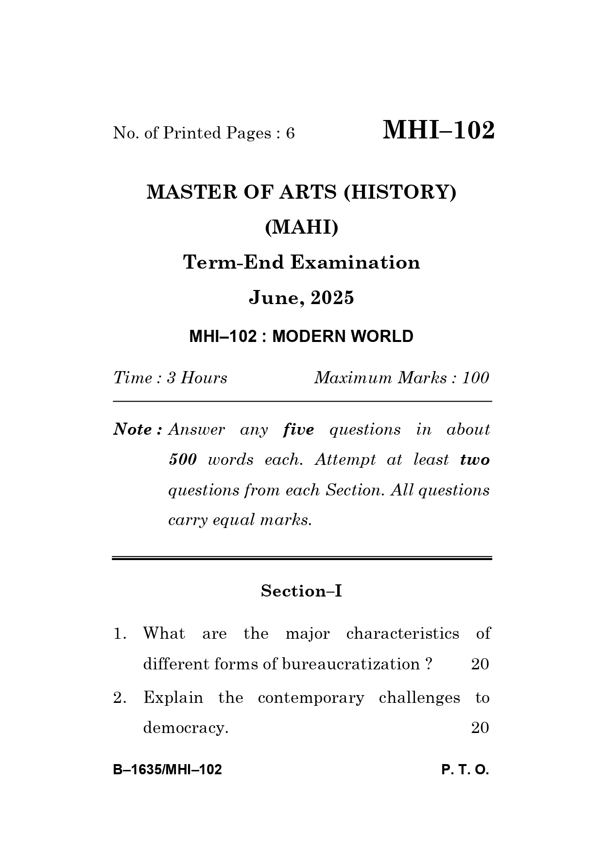 IGNOU MHI 102 Solved Previous Year Question Paper – June 2025 (Hindi Medium) – Download PDF