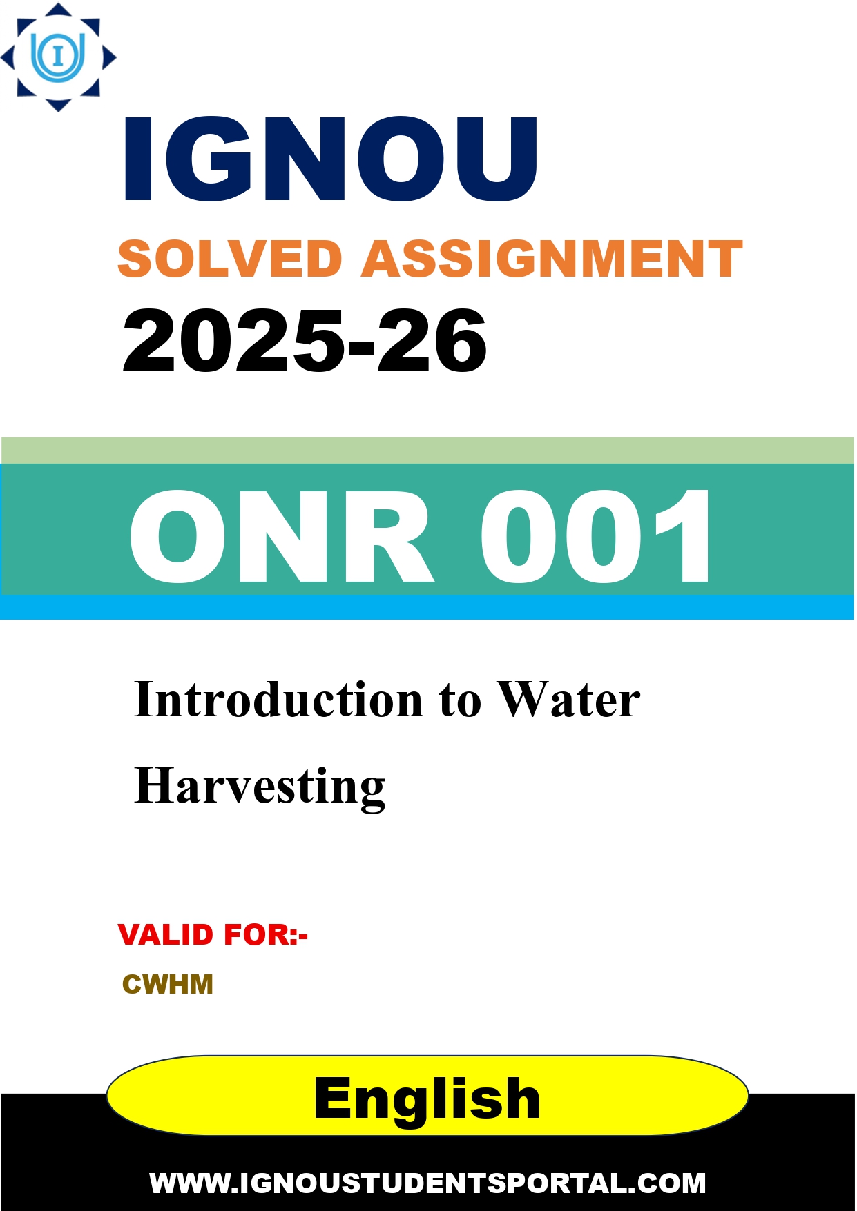 IGNOU ONR 001 Solved Assignment 2025-2026 (English Medium) – Download PDF