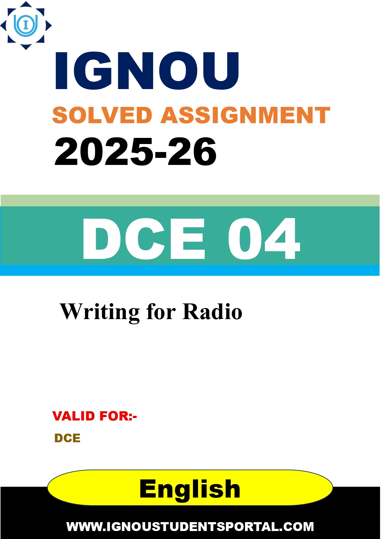 IGNOU DCE 04 Solved Assignment 2025-2026 (English Medium) – Download PDF