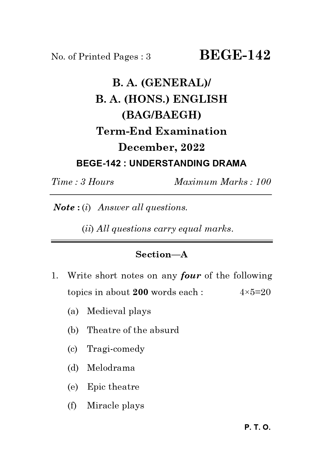 IGNOU BEGE 142 Solved Previous Year Question Paper – December 2022 (English Medium) – Download PDF
