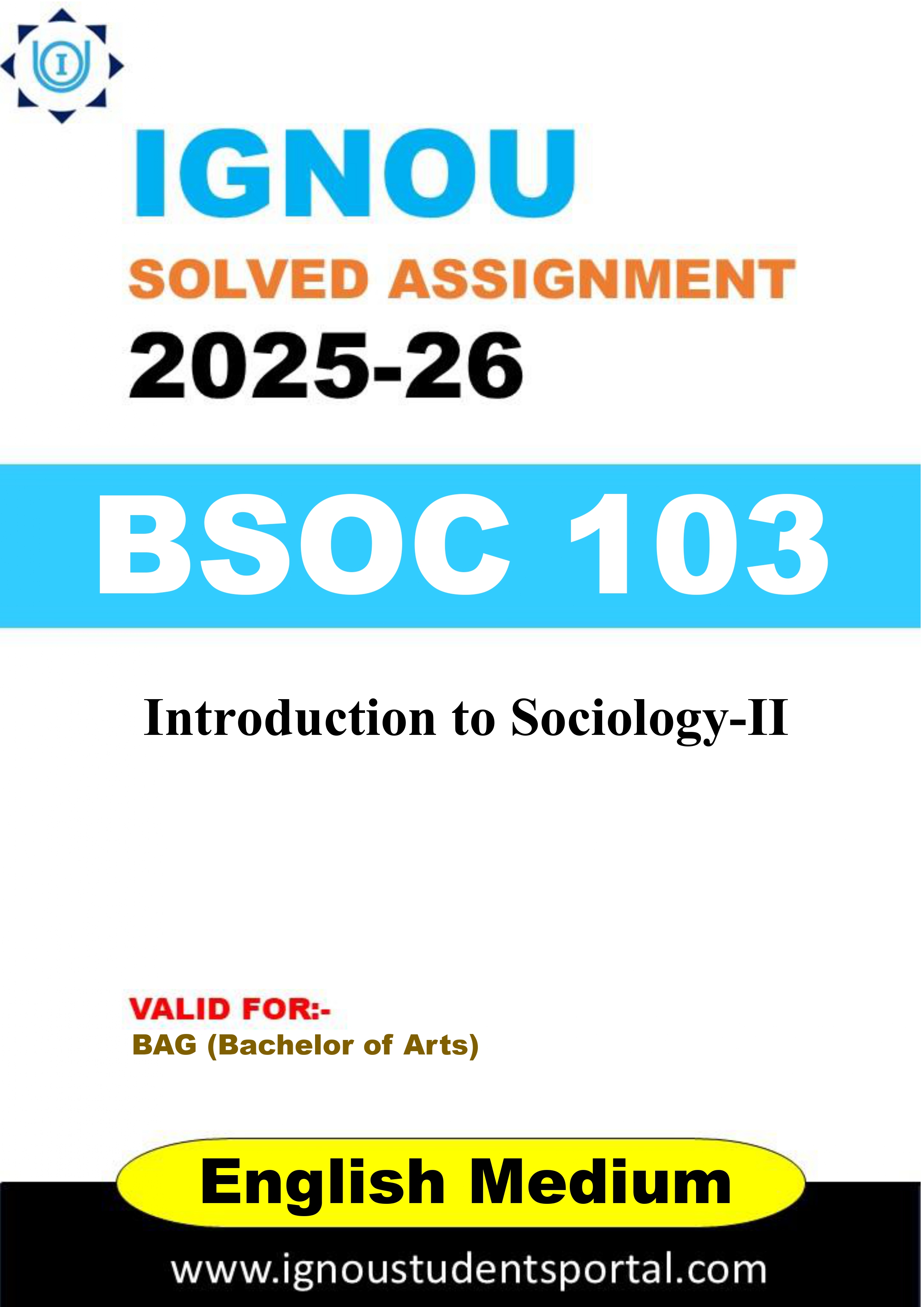 IGNOU BSOC 103 Solved Assignment 2025-2026 (ENGLISH Medium) – Download PDF