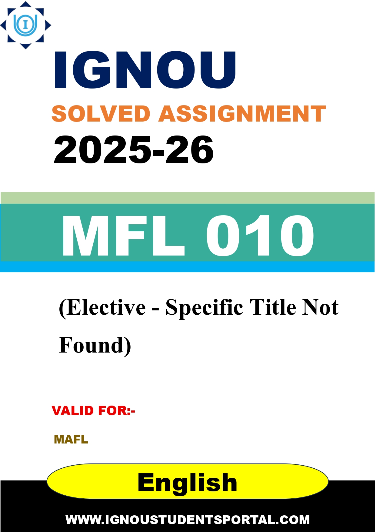 IGNOU MFL 010 Solved Assignment 2025-2026 (English Medium) – Download PDF