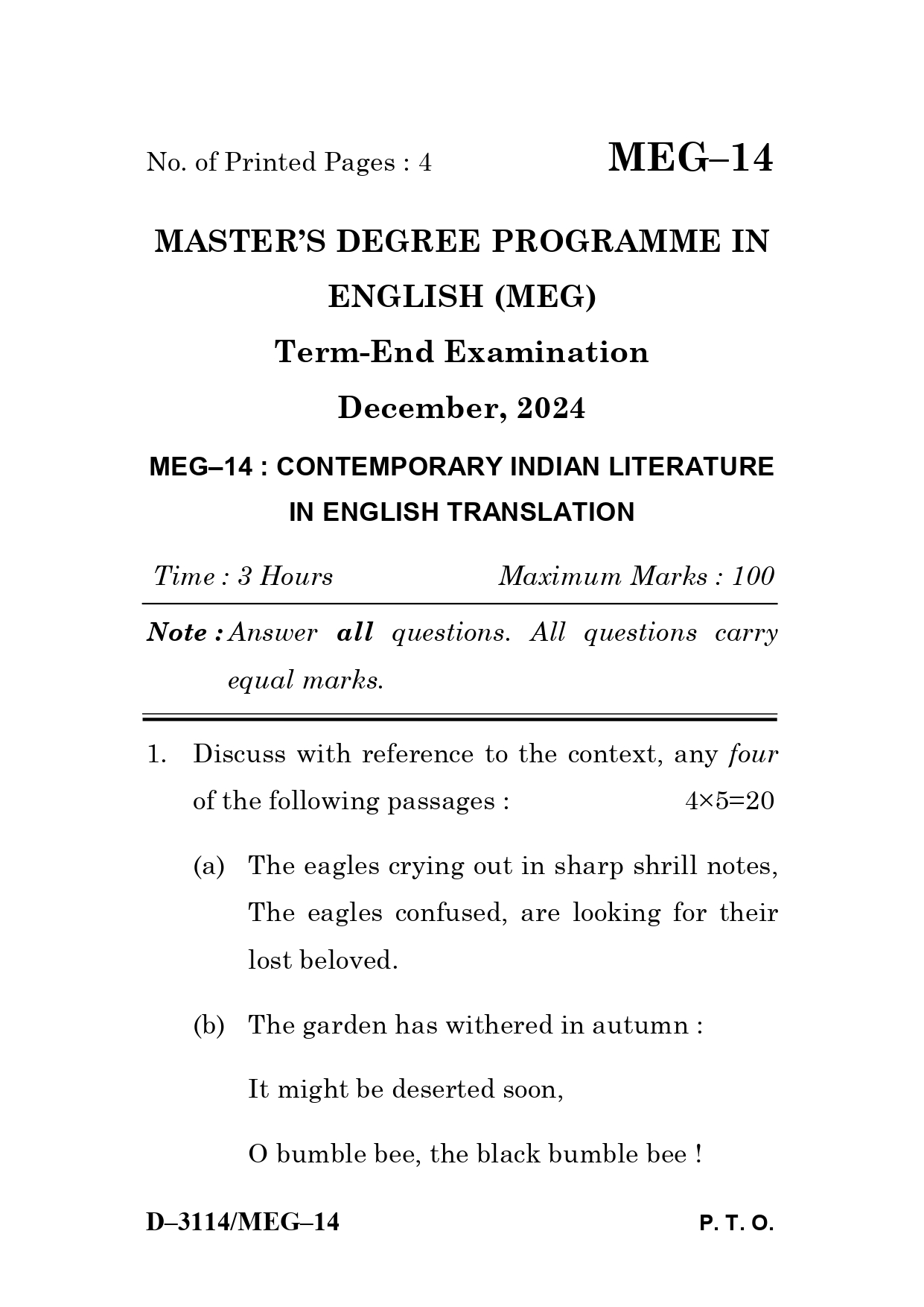 IGNOU MEG 14 Solved Previous Year Question Paper – December 2024 (English Medium) – Download PDF