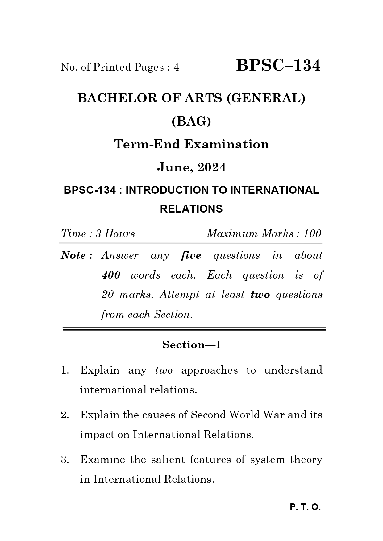 IGNOU BPSC 134 Solved Previous Year Question Paper – June 2024 (English Medium) – Download PDF