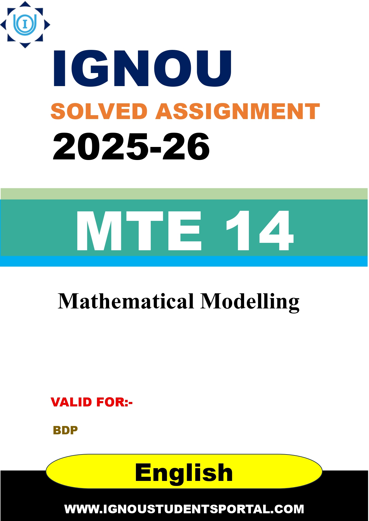 IGNOU MTE 14 Solved Assignment 2025-2026: Mathematical Modelling (English Medium) | IGNOU Students Portal
