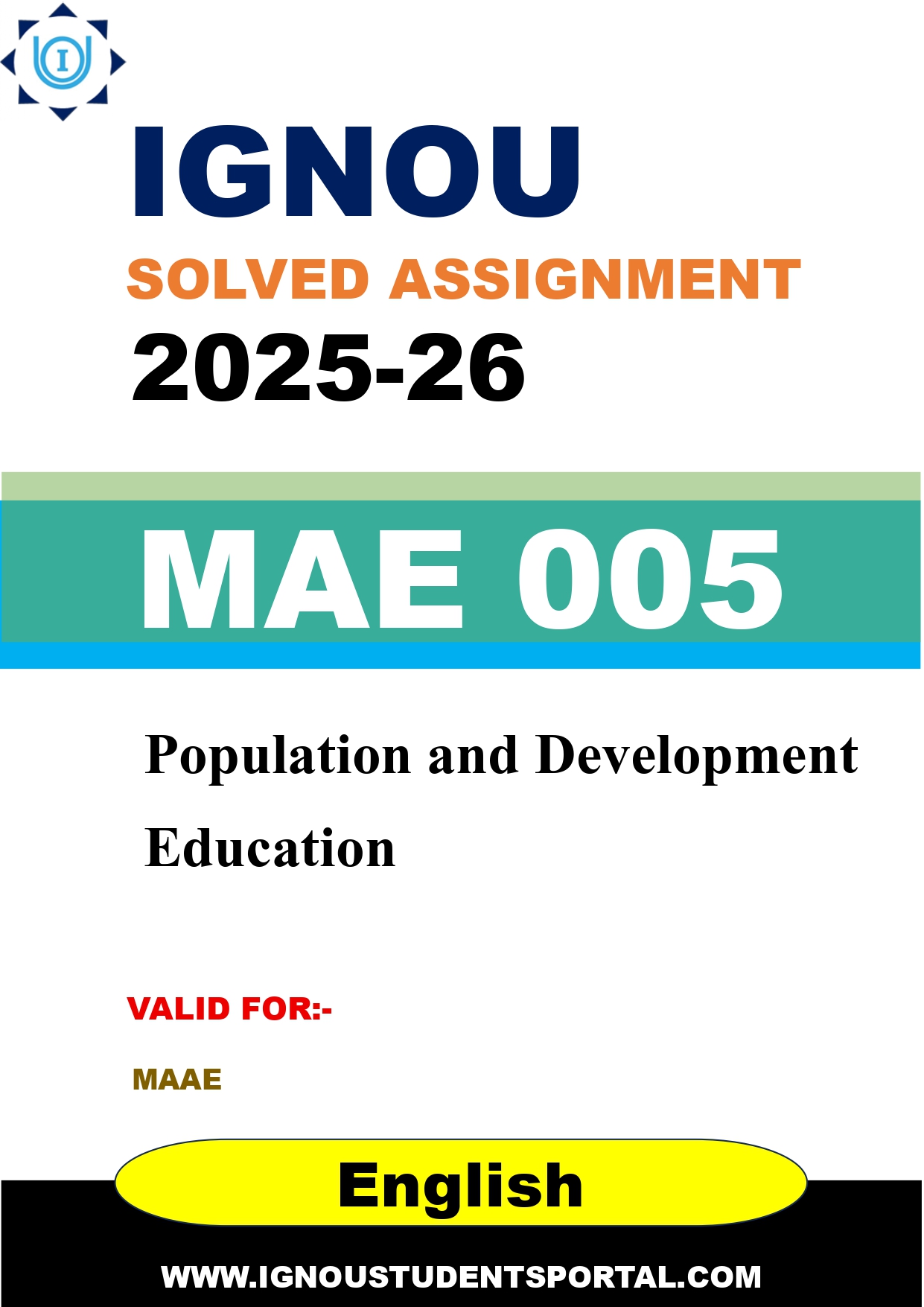IGNOU MAE 005 Solved Assignment 2025-2026: Population and Development Education (English Medium) | IGNOU Students Portal