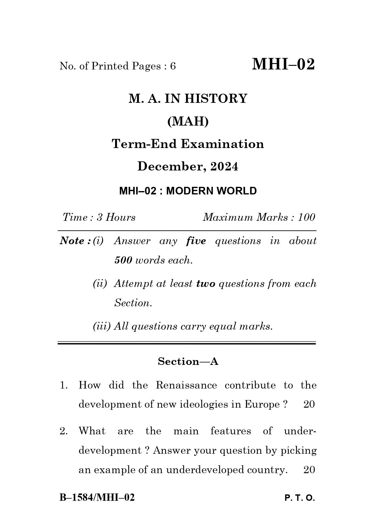 IGNOU MHI 02 Solved Previous Year Question Paper – December 2024 (Hindi Medium) – Download PDF