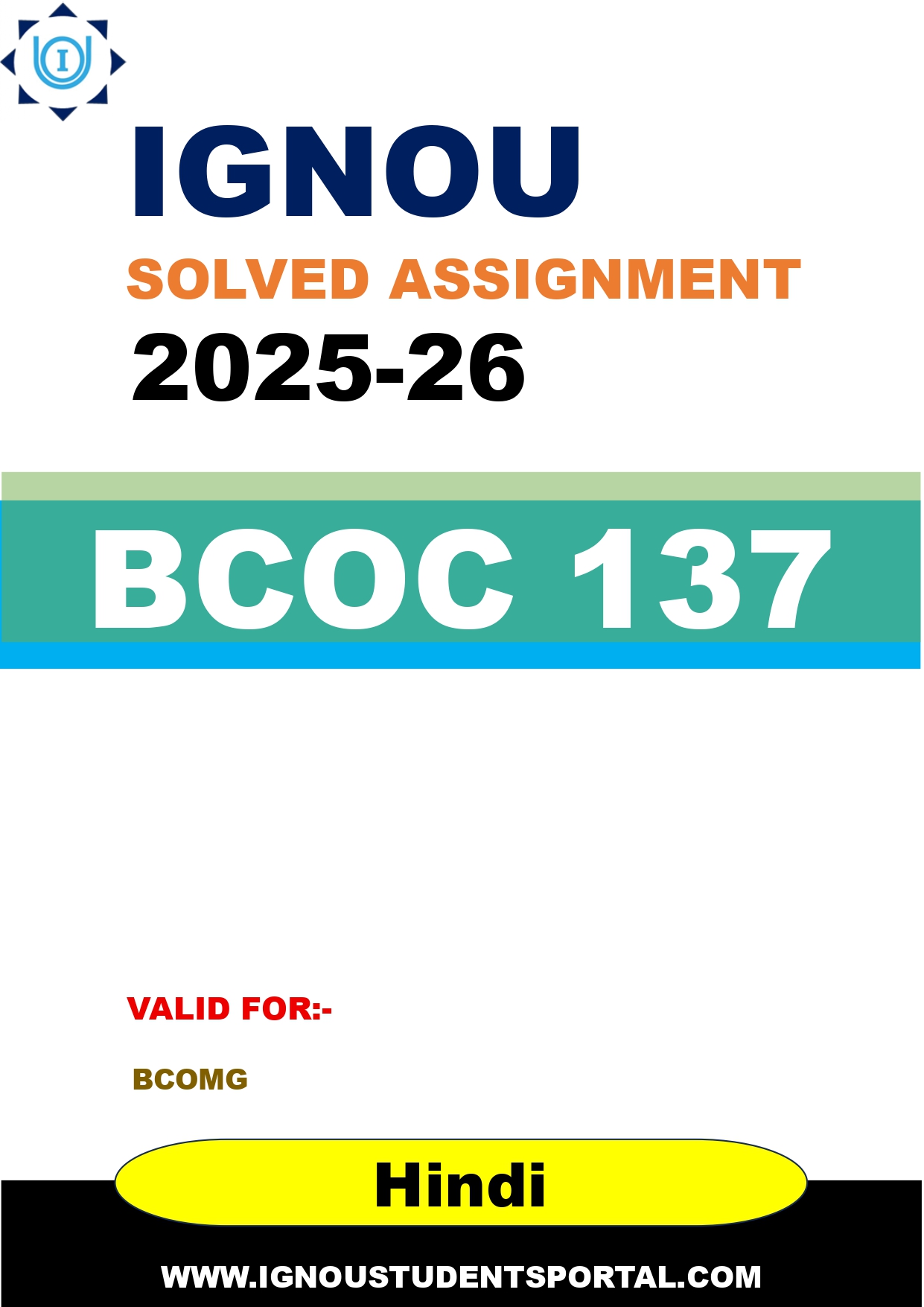 IGNOU BCOC 137 Solved Assignment 2025-2026 (Hindi Medium) – Download PDF
