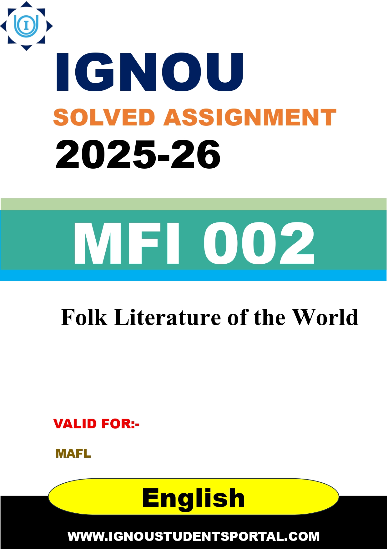 IGNOU MFl 002 Solved Assignment 2025-2026: Folk Literature of the World (English Medium) | IGNOU Students Portal