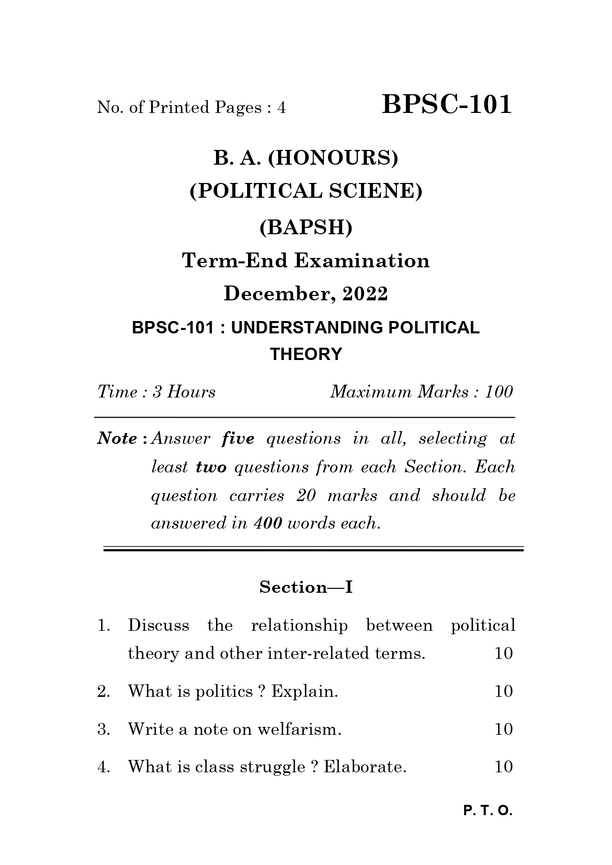 IGNOU BPSC 101 Solved Previous Year Question Paper – December 2022 (Hindi Medium) – Download PDF