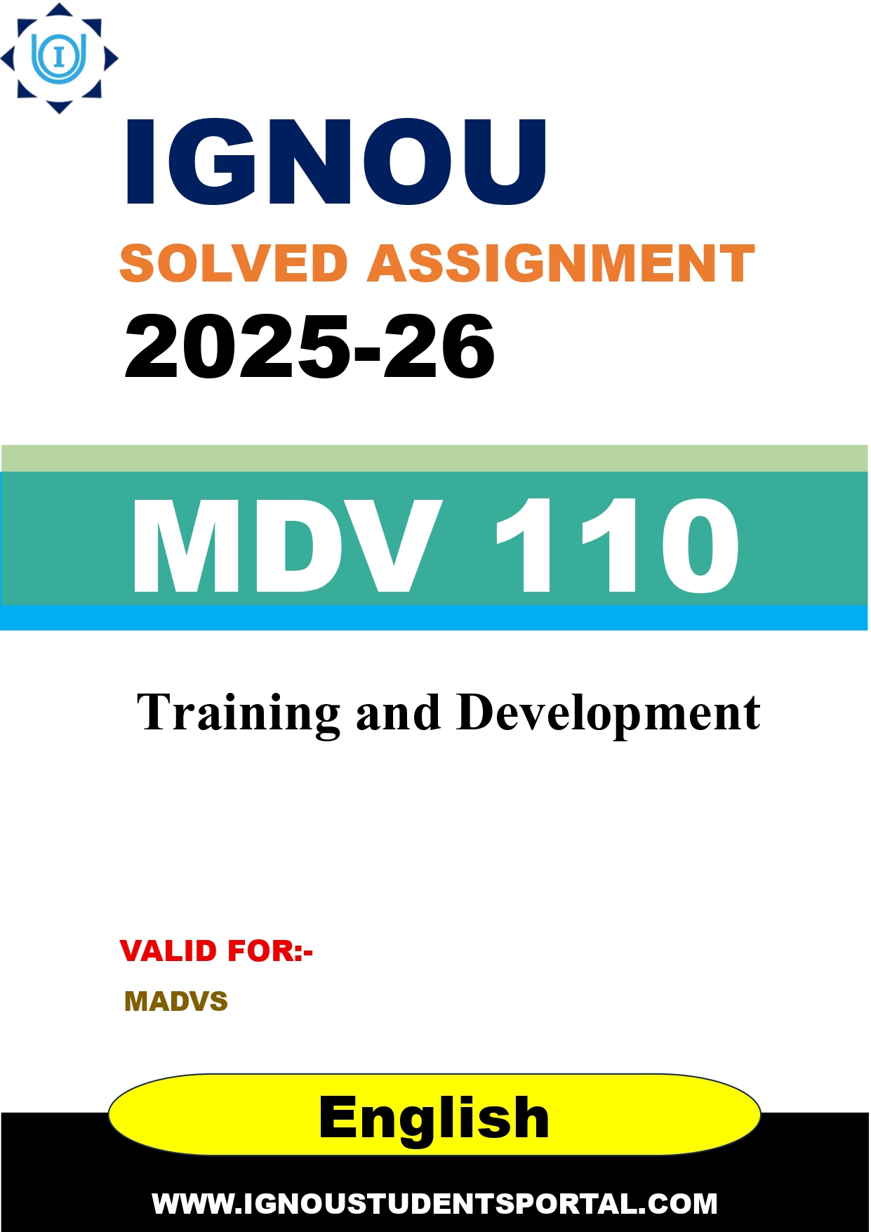 IGNOU MDV 110 Solved Assignment 2025-2026 (English Medium) – Download PDF