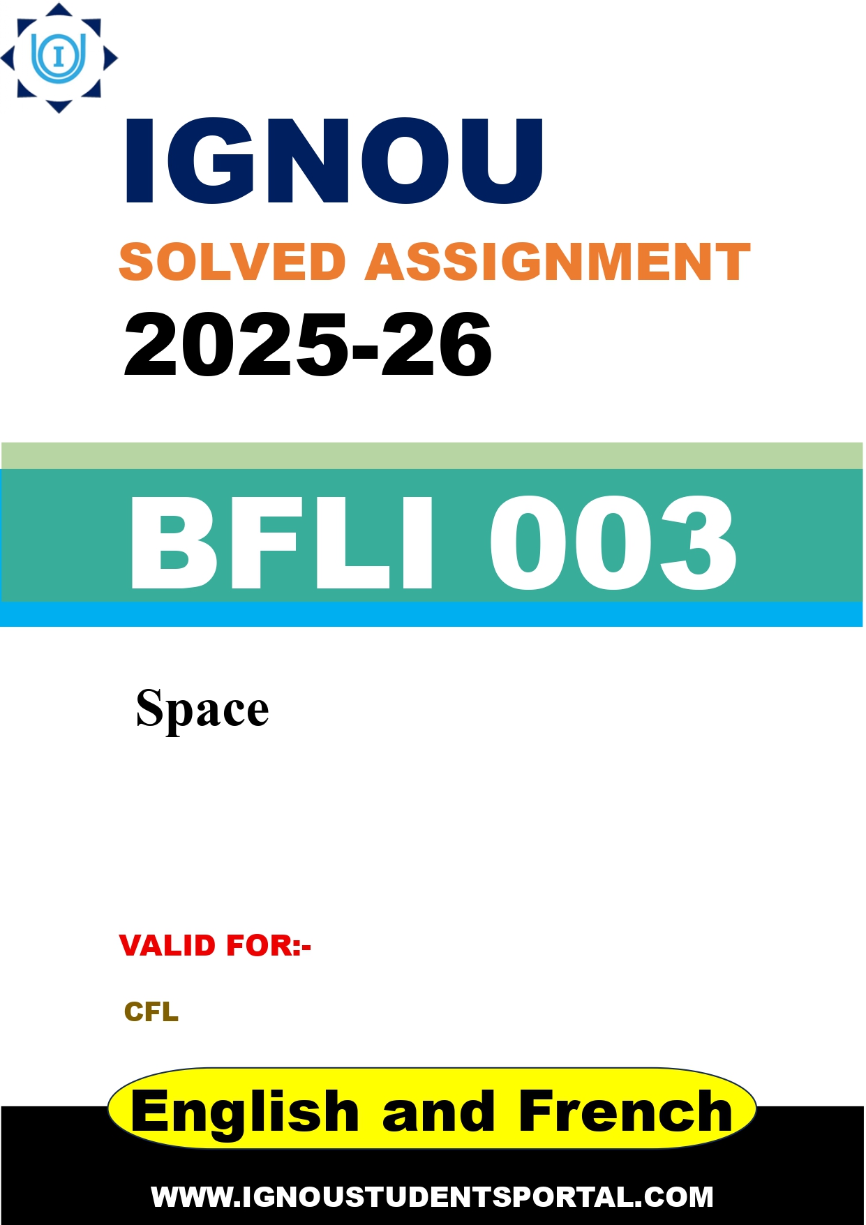 IGNOU BFLI 003 Solved Assignment 2025-2026 (English and French Medium) – Download PDF