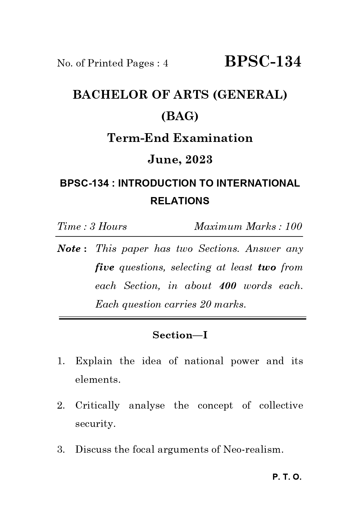 IGNOU BPSC 134 Solved Previous Year Question Paper – June 2023 (English Medium) – Download PDF