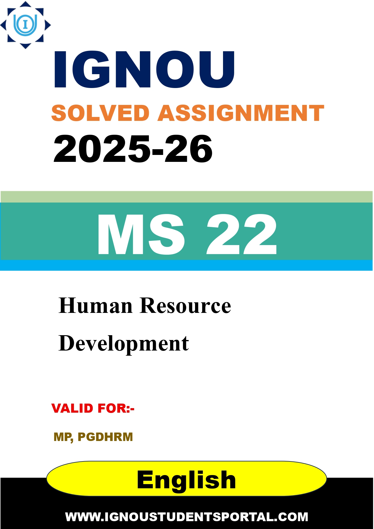 IGNOU MS 22 Solved Assignment 2025-2026: Human Resource Development (English Medium) | IGNOU Students Portal