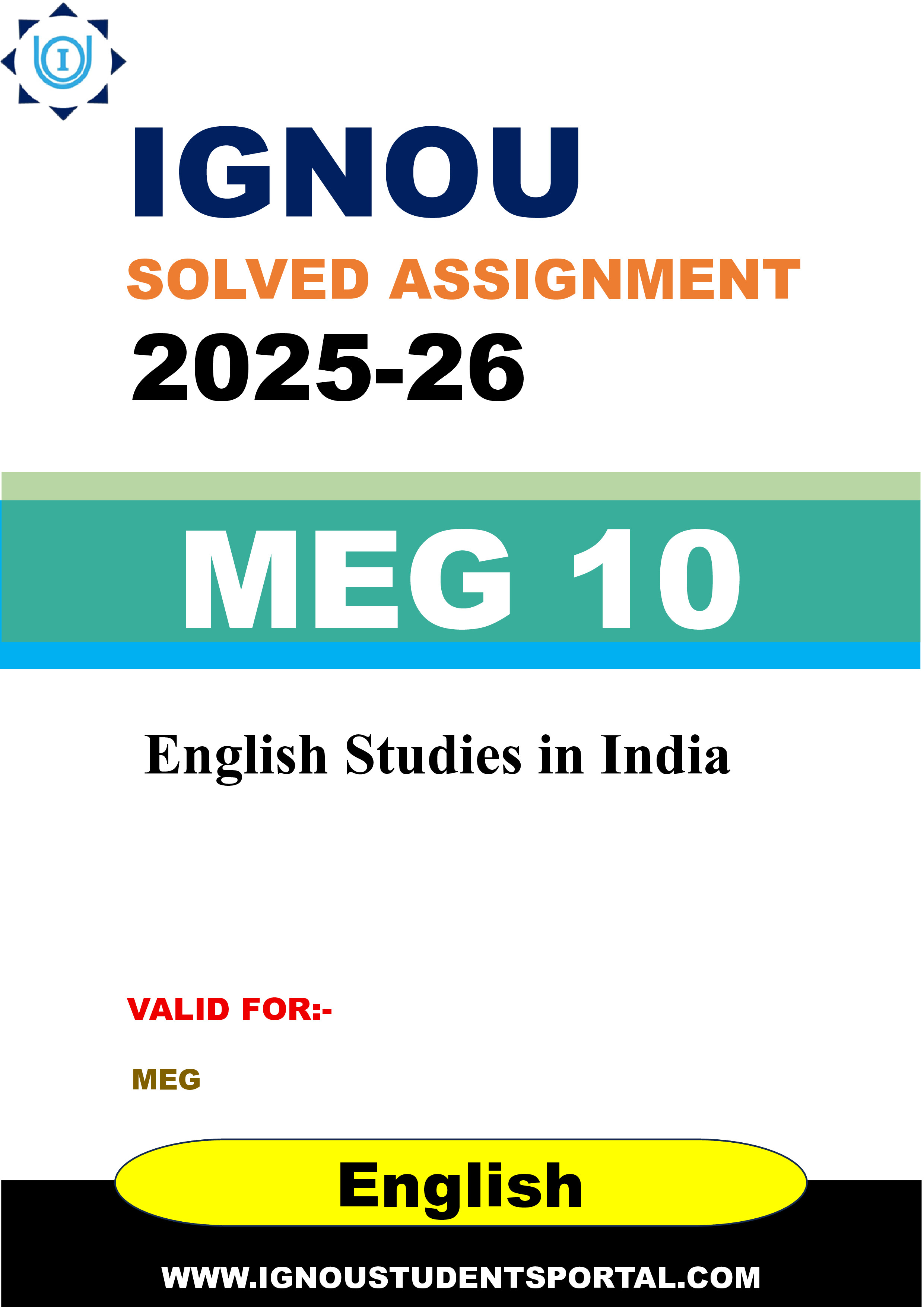 IGNOU MEG 10 Solved Assignment 2025-2026: English Studies in India (English Medium) | IGNOU Students Portal