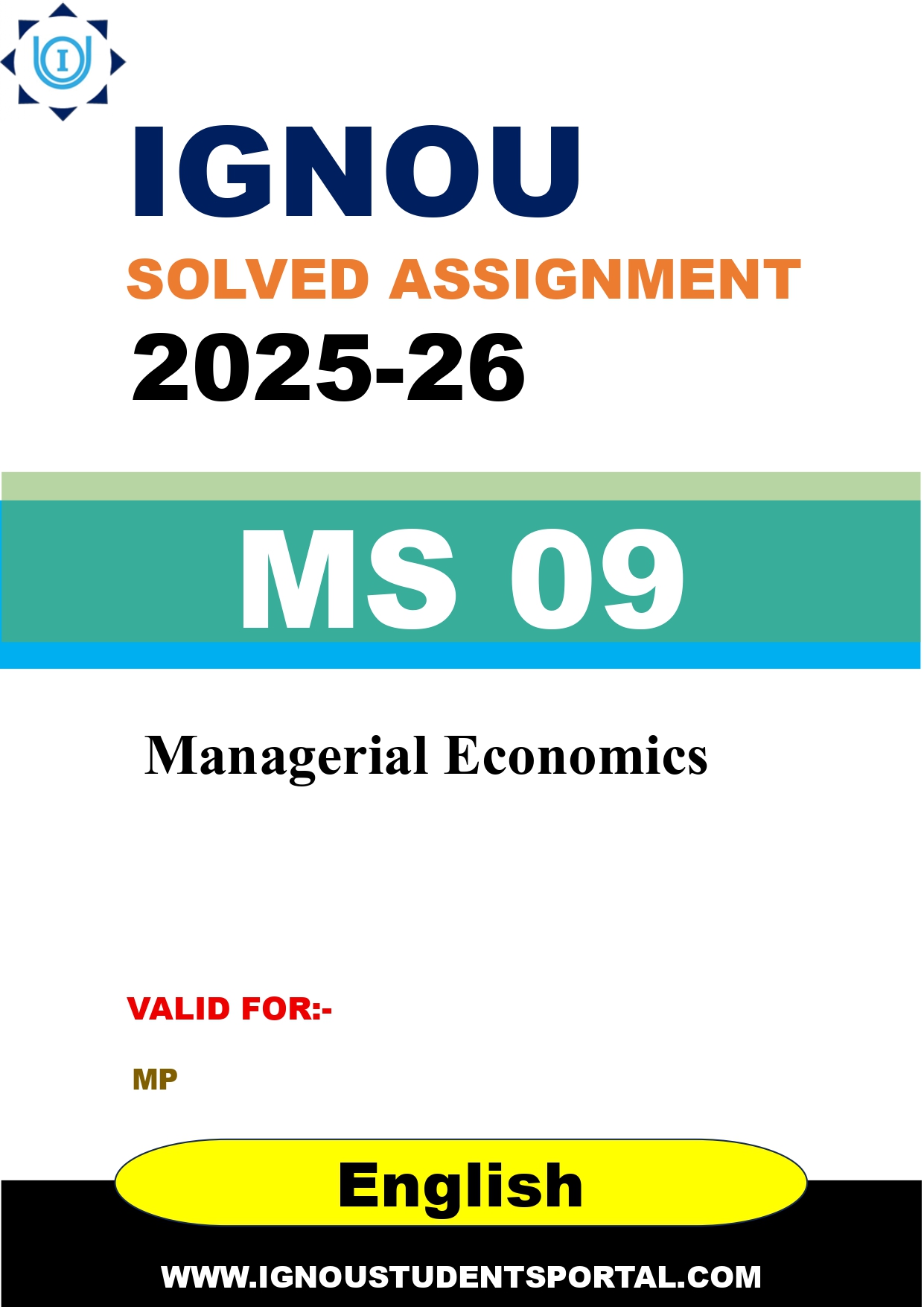 IGNOU MS 09 Solved Assignment 2025-2026: Managerial Economics (English Medium) | IGNOU Students Portal
