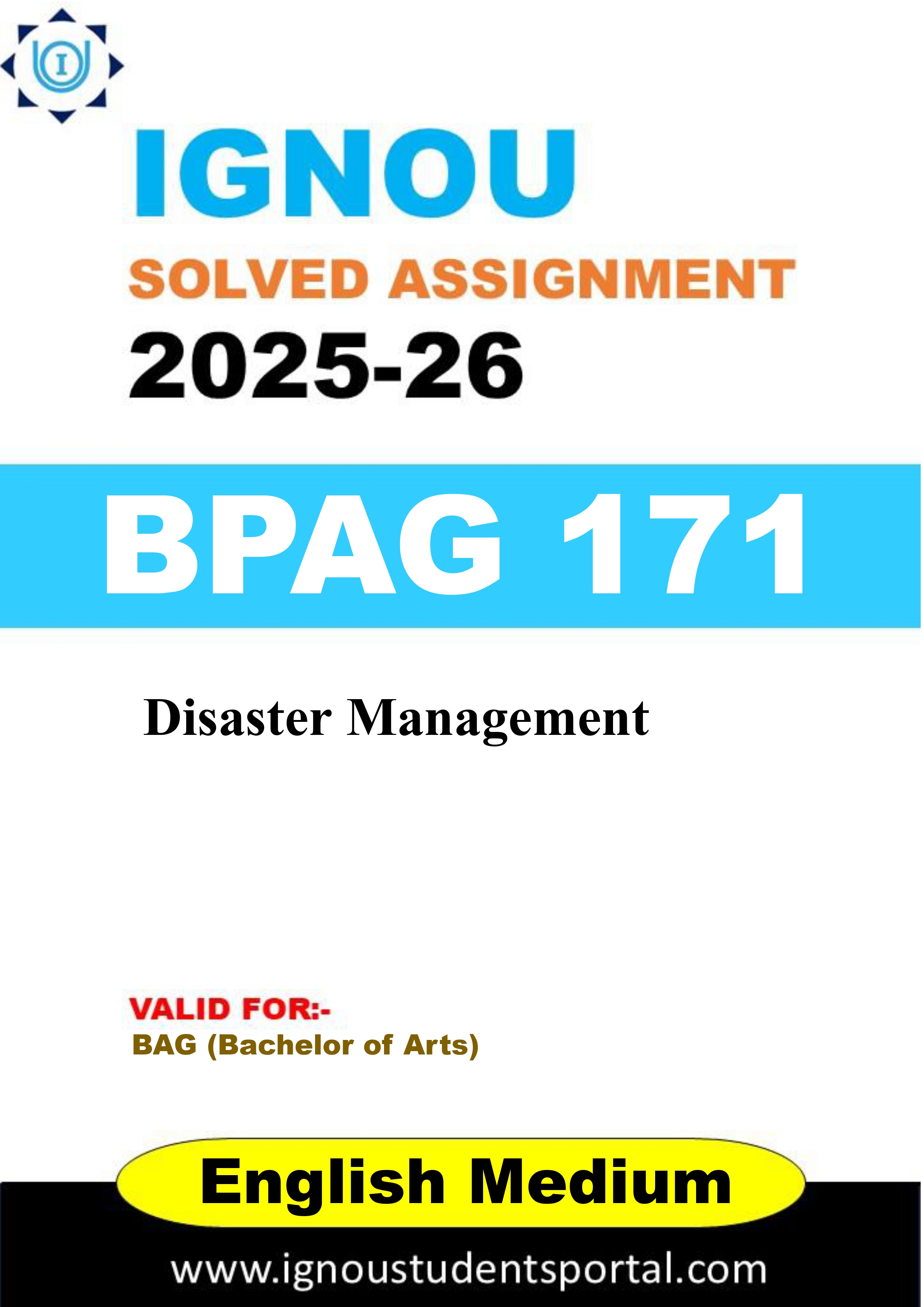 IGNOU BPAG 171 Solved Assignment 2025-2026 (ENGLISH Medium) – Download PDF