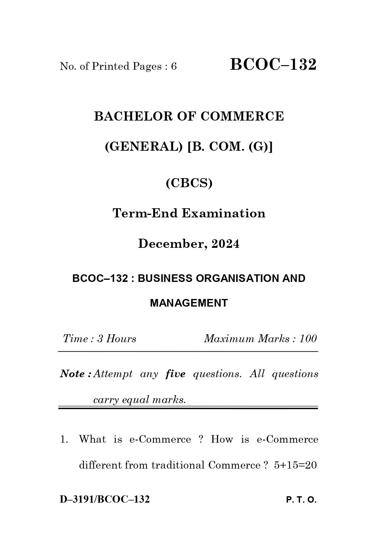 IGNOU BCOC 132 Solved Previous Year Question Paper – December 2024 (English Medium) – Download PDF