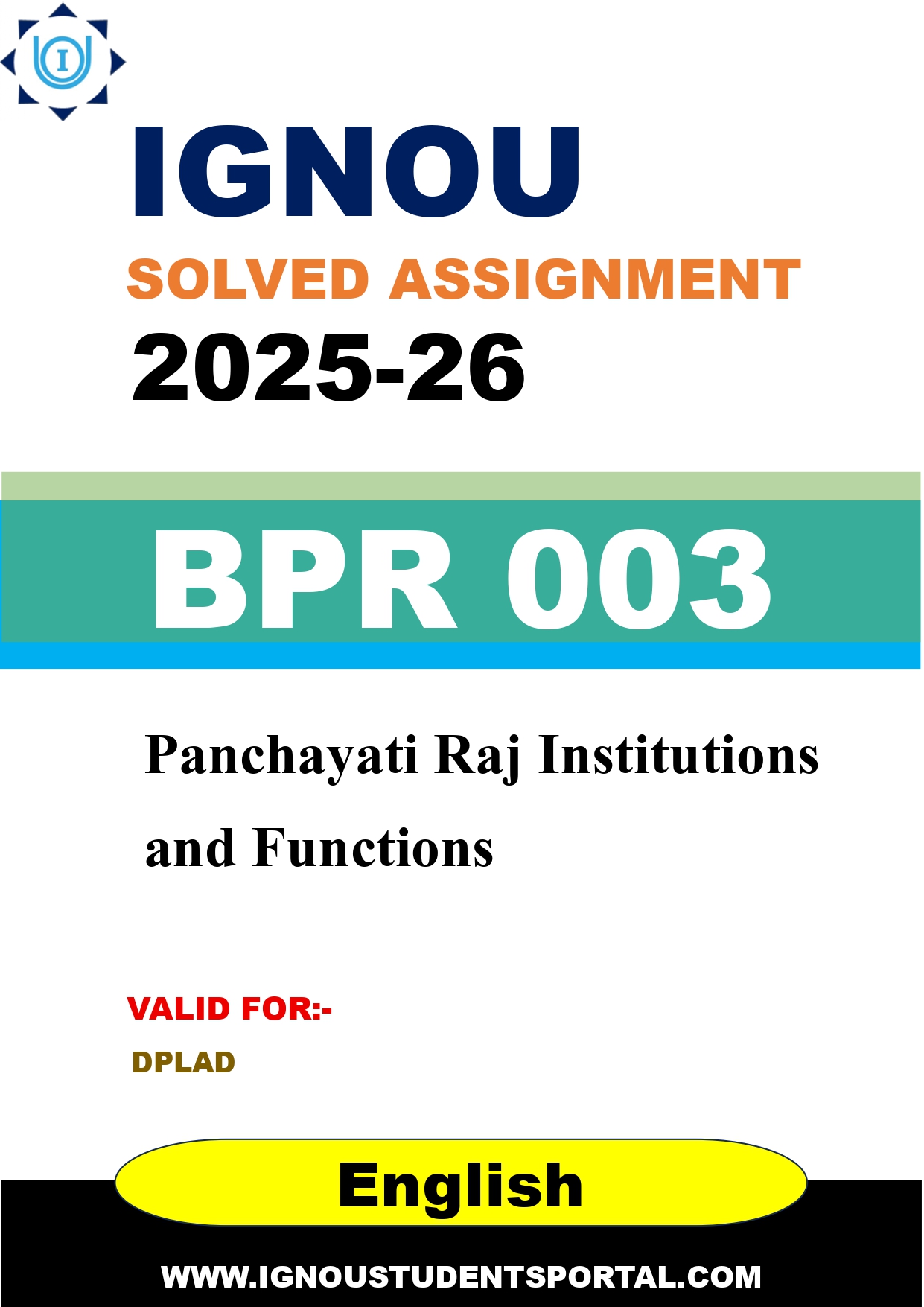 IGNOU BPR 003 Solved Assignment 2025-2026 (English Medium) – Download PDF