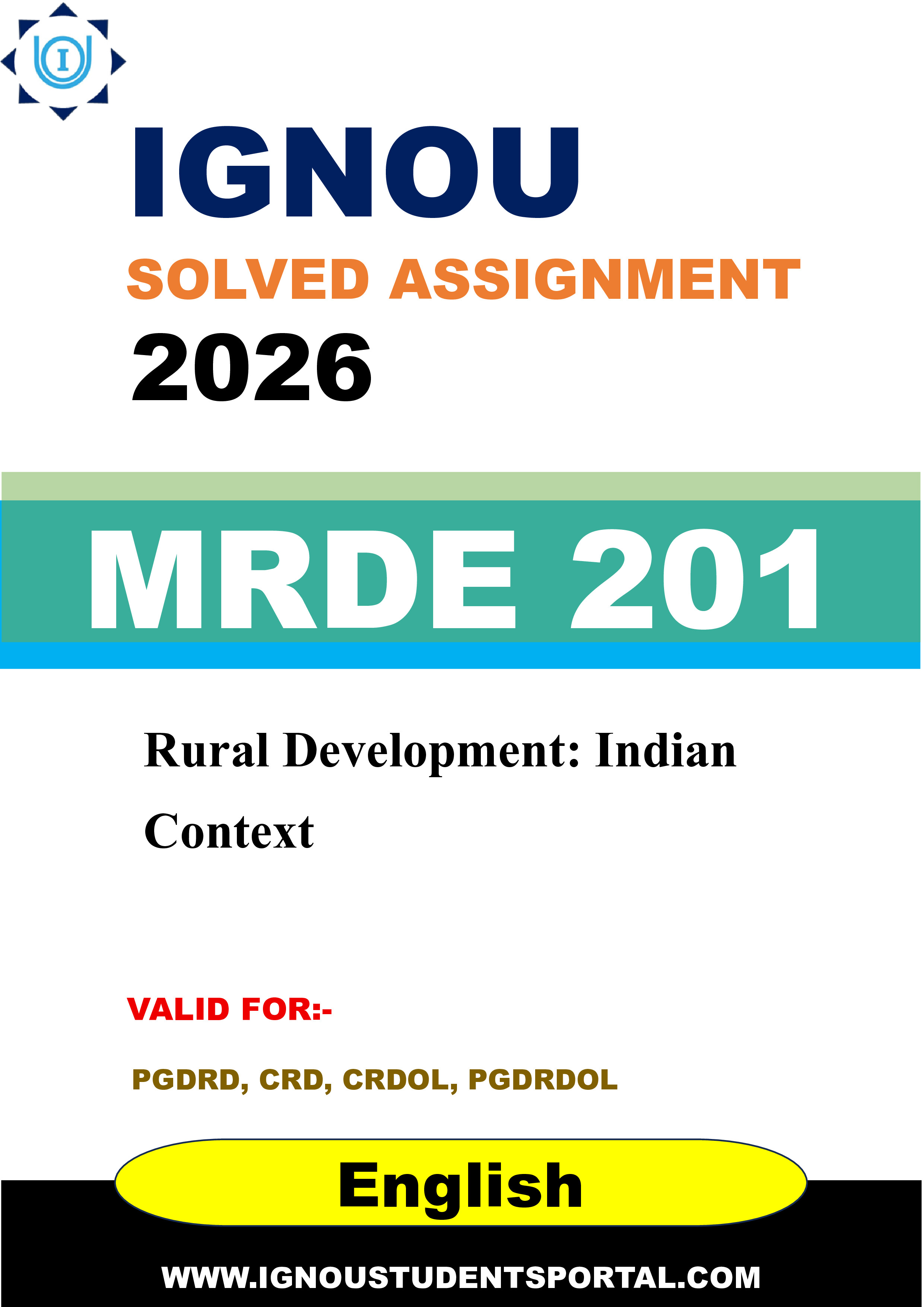 IGNOU MRDE 201 Solved Assignment 2026-26: Rural Social Development (English Medium) | IGNOU Students Portal