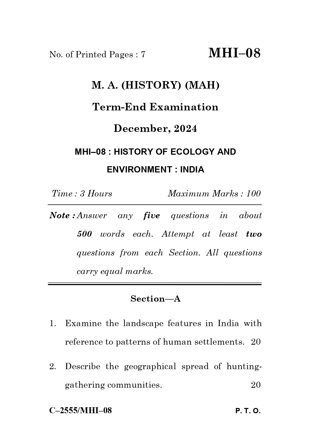 IGNOU MHI 08 Solved Previous Year Question Paper – December 2024 (English Medium) – Download PDF