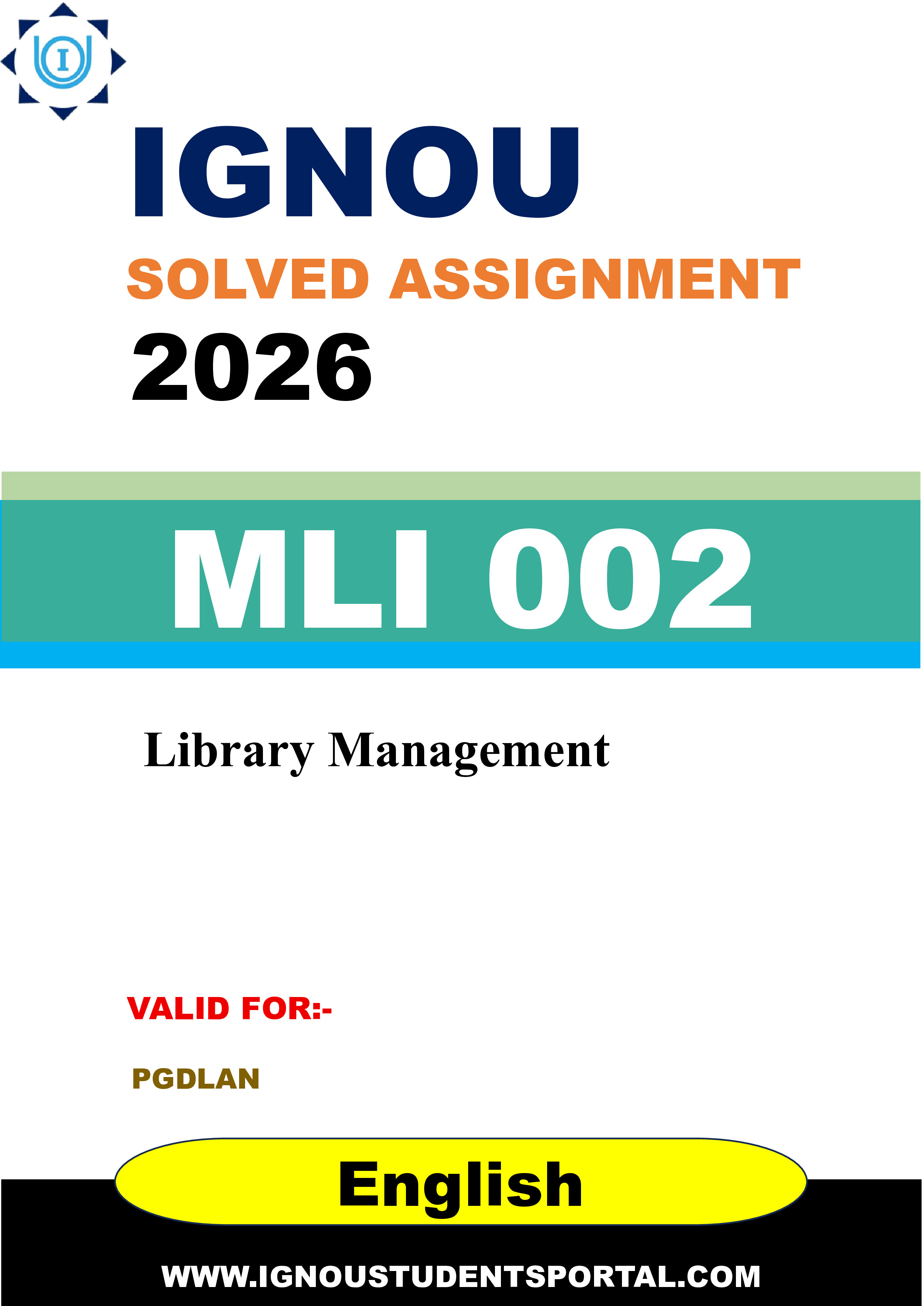 IGNOU MLI 002 Solved Assignment 2026-26: Library Management (English Medium) | IGNOU Students Portal
