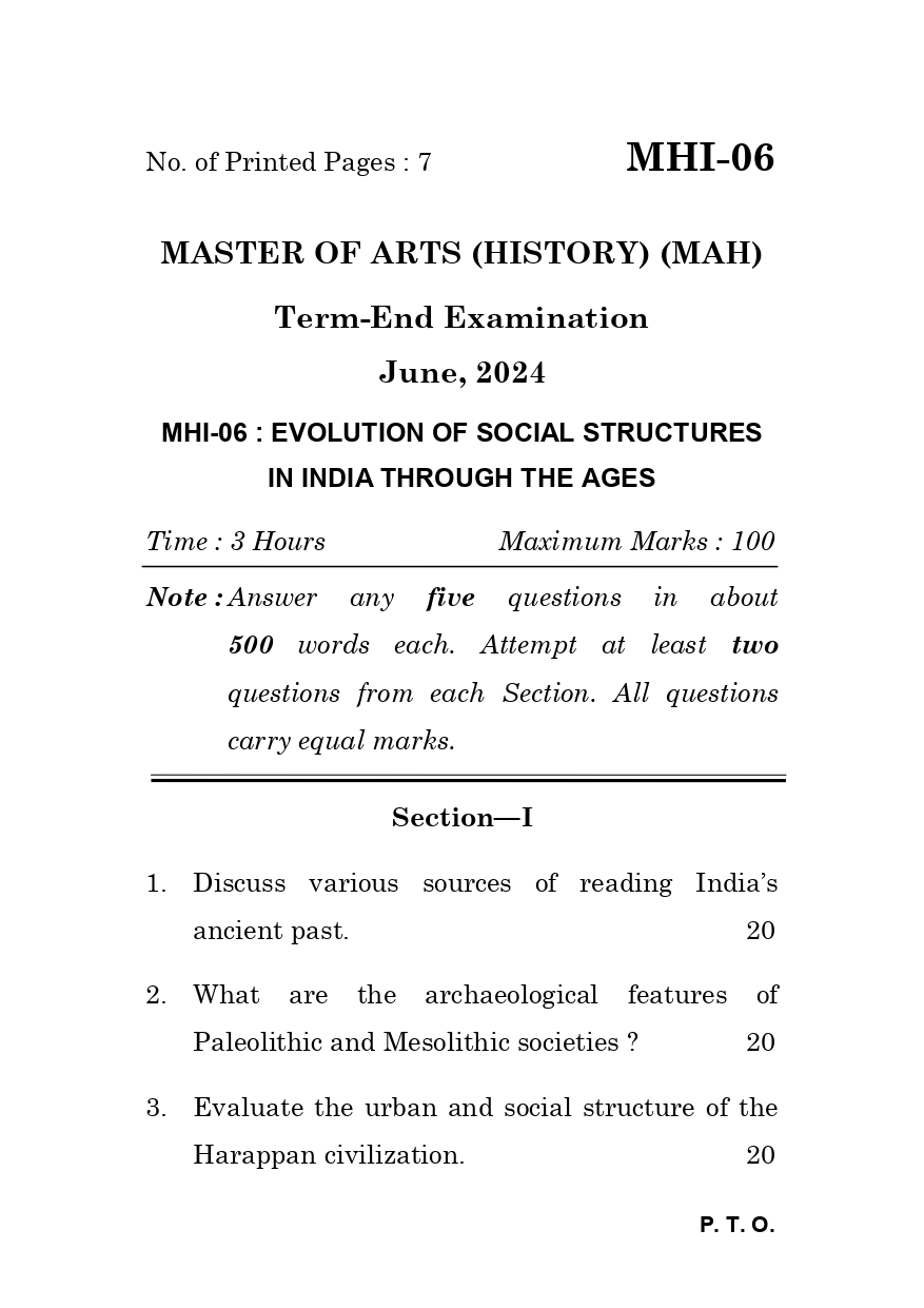 IGNOU MHI 06 Solved Previous Year Question Paper – June 2024 (Hindi Medium) – Download PDF