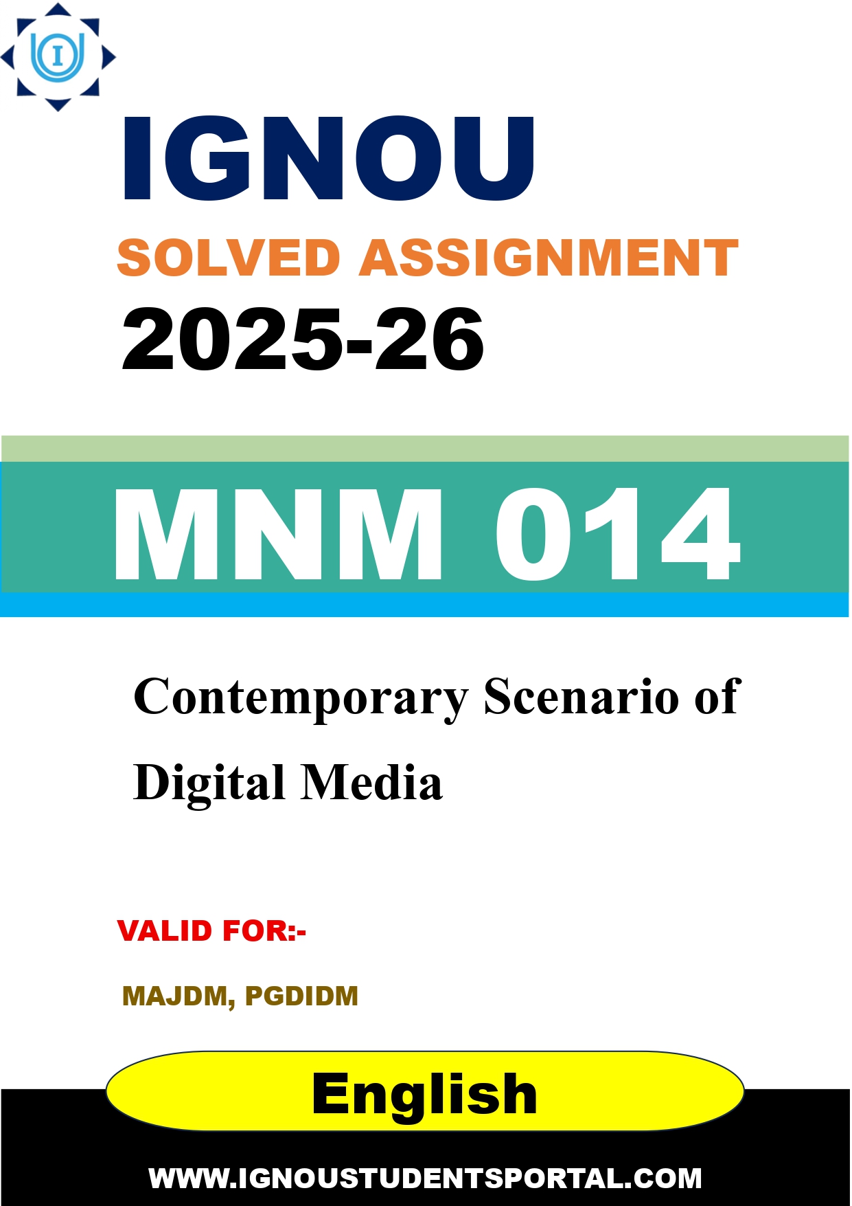 IGNOU MNM 014 Solved Assignment 2025-2026 (English Medium) – Download PDF