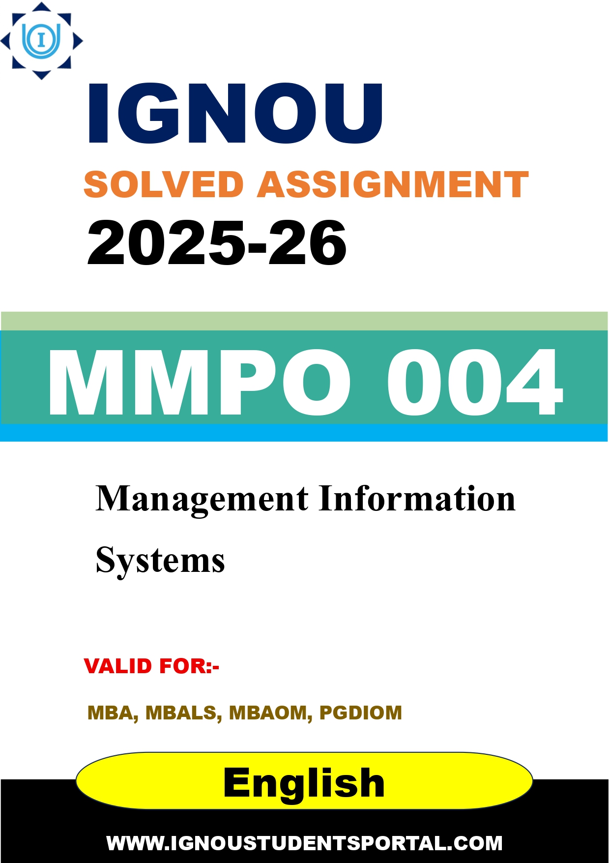 IGNOU MMPO 004 Solved Assignment 2025-2026: Management Information Systems (English Medium) | IGNOU Students Portal