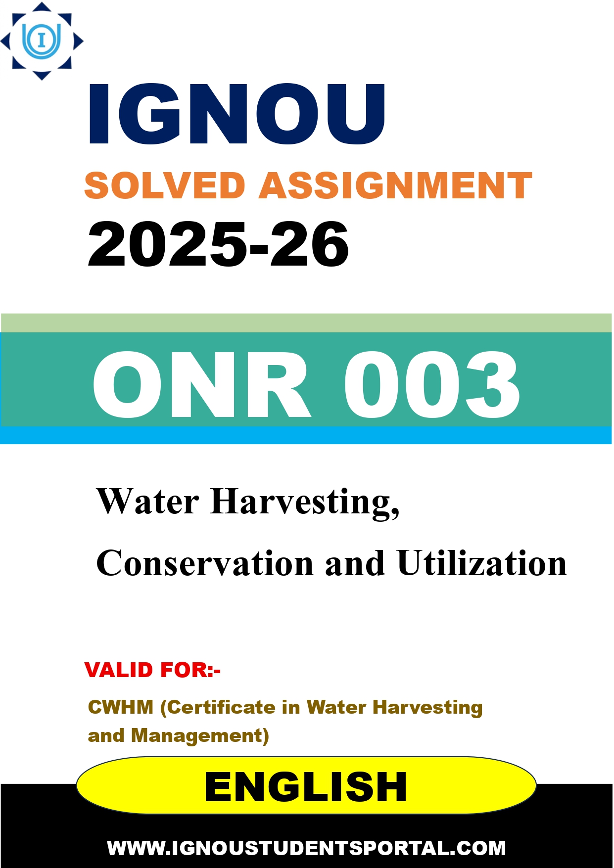 IGNOU ONR 003 Solved Assignment 2025-2026 (ENGLISH Medium) – Download PDF