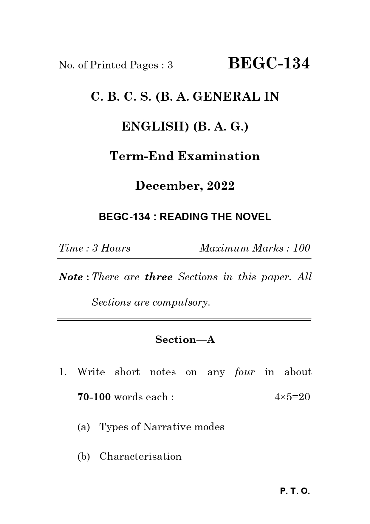 IGNOU BEGC 134 Solved Previous Year Question Paper – December 2022 (English Medium) – Download PDF