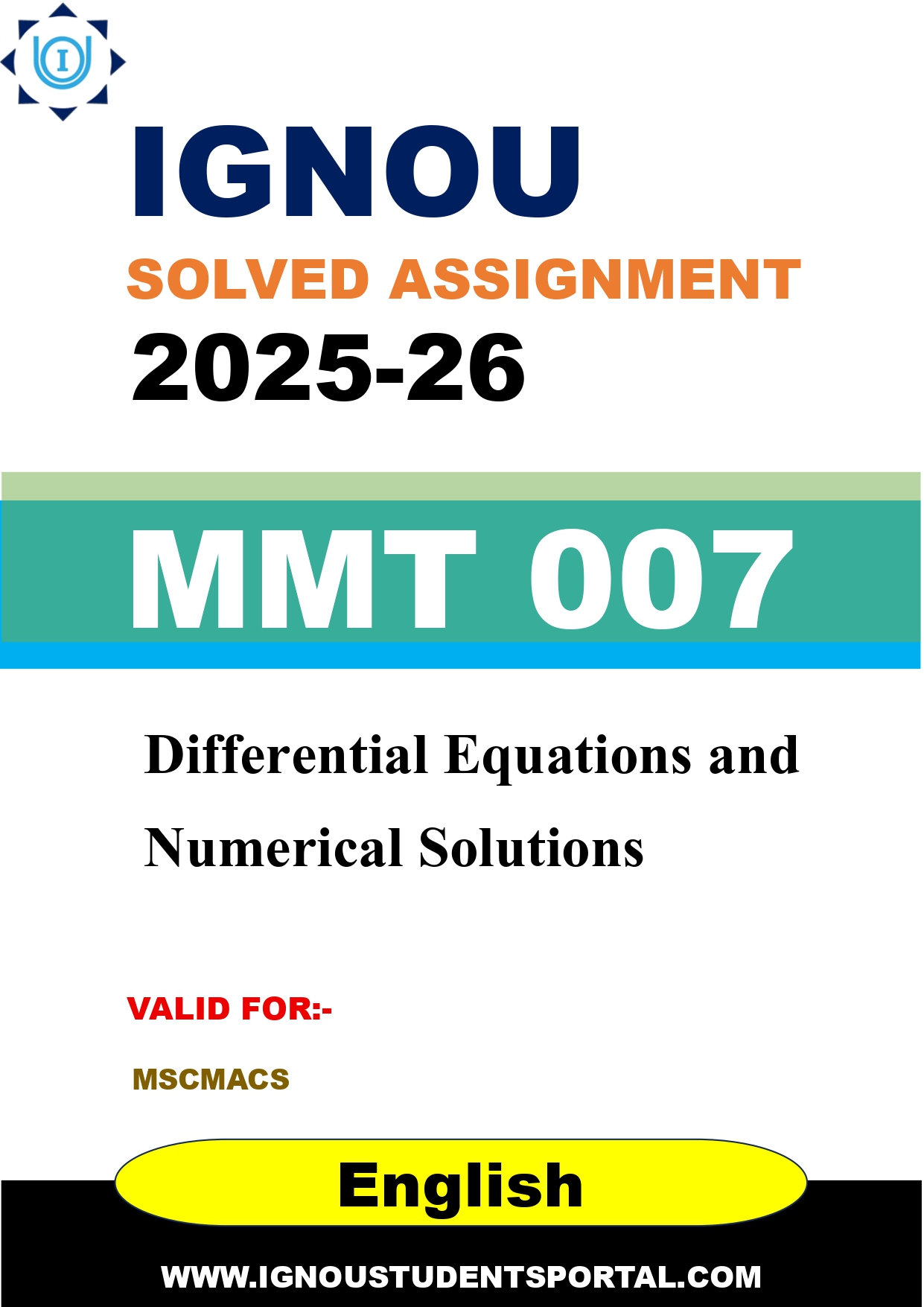 IGNOU MMT 007 Solved Assignment 2025-2026 (English Medium) – Download PDF