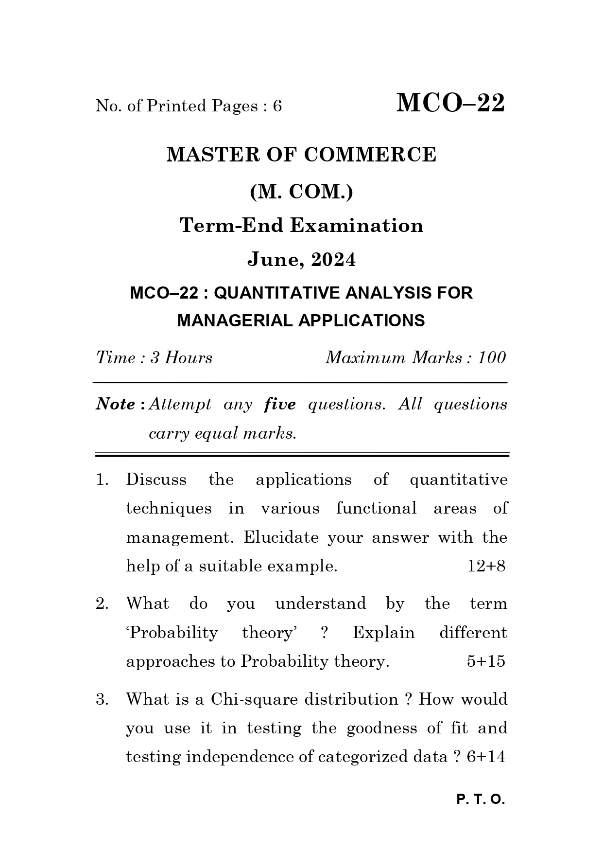 IGNOU MCO 22 Solved Previous Year Question Paper – June 2024 (English Medium) – Download PDF