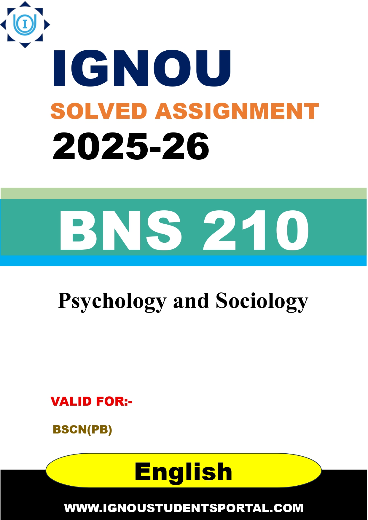 IGNOU BNS 210 Solved Assignment 2025-2026: Psychology and Sociology (English Medium) | IGNOU Students Portal