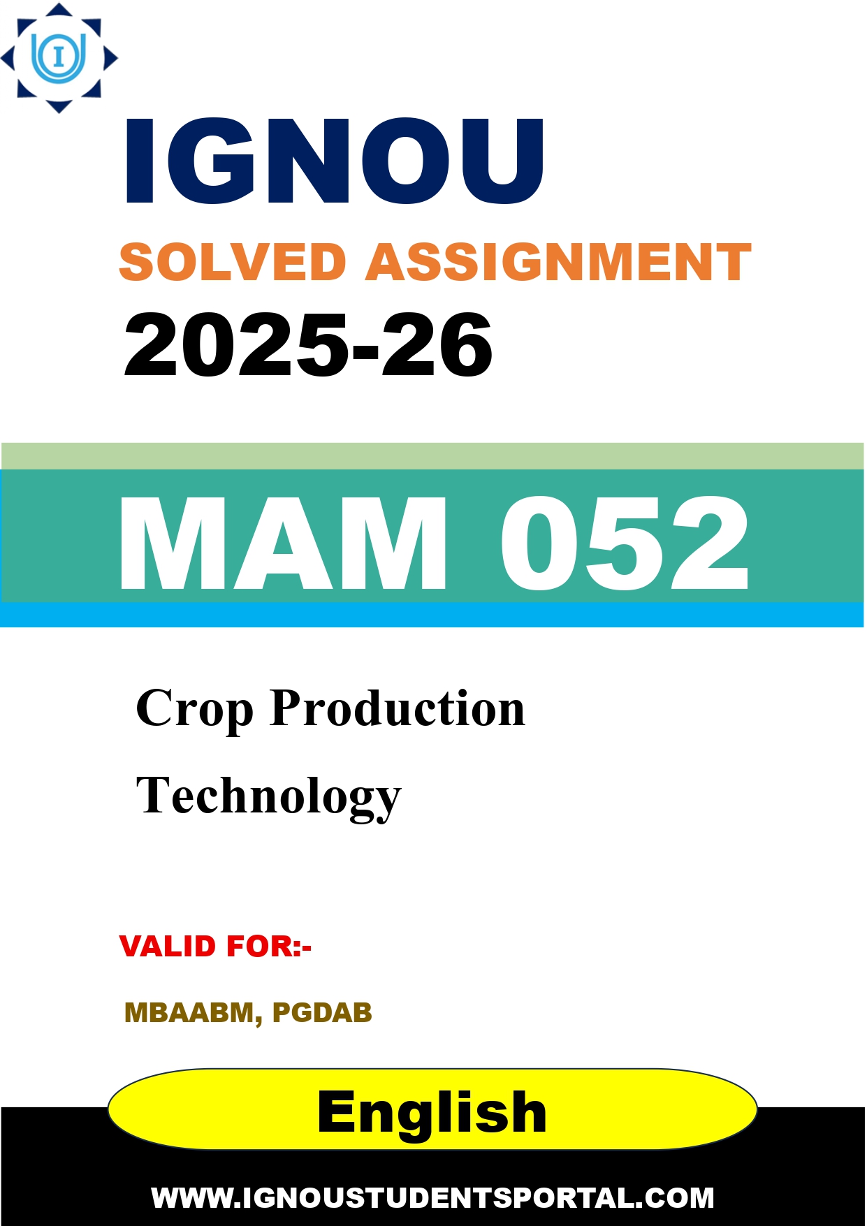 IGNOU MAM 052 Solved Assignment 2025-2026 (English Medium) – Download PDF