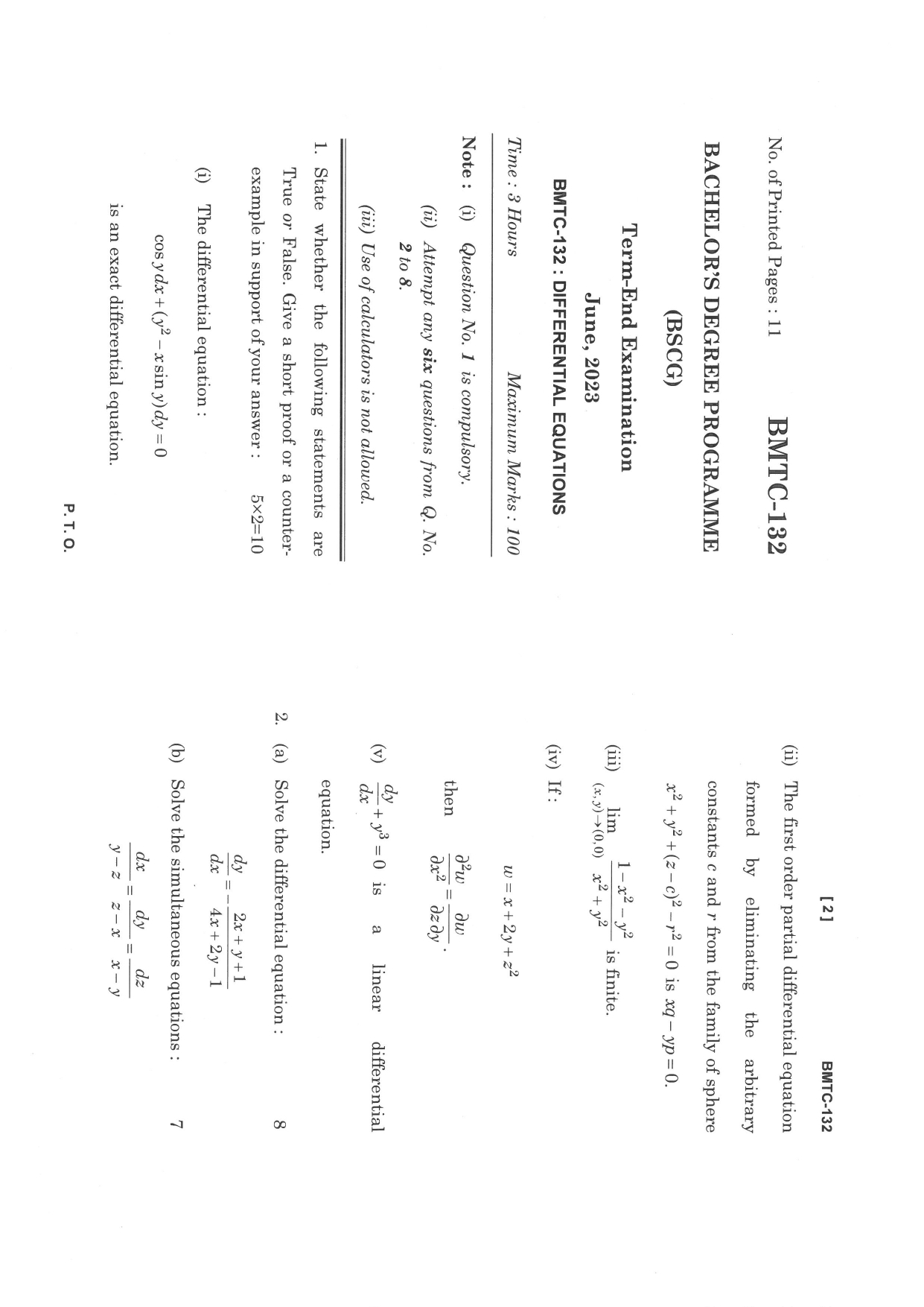 IGNOU BMTC 132 Solved Previous Year Question Paper – June 2023 (English Medium) – Download PDF