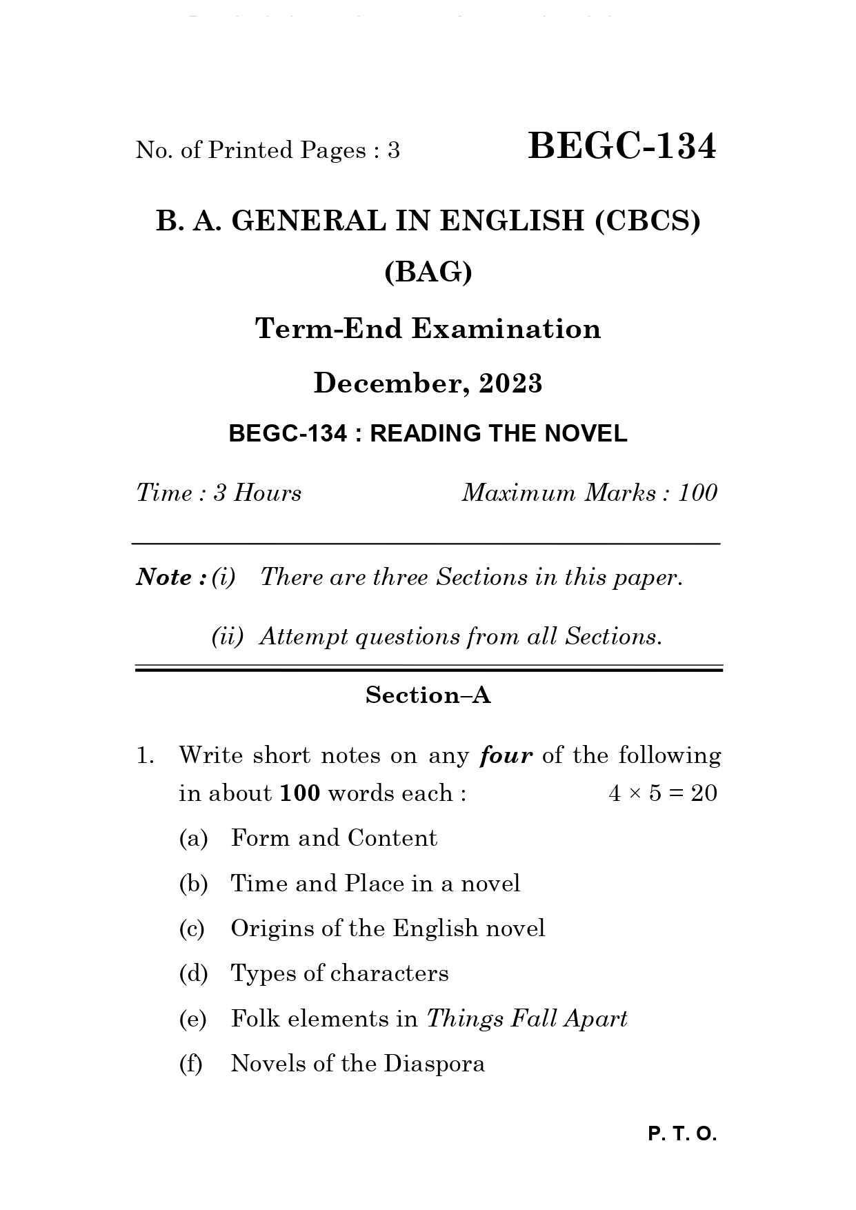 IGNOU BEGC 134 Solved Previous Year Question Paper – December 2023 (English Medium) – Download PDF