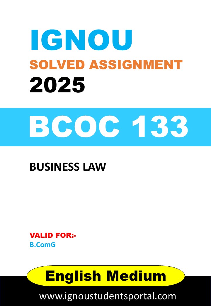 IGNOU BCOC 133 Solved Assignment 2024-25 B.COM G (Hindi Medium) – Download PDF