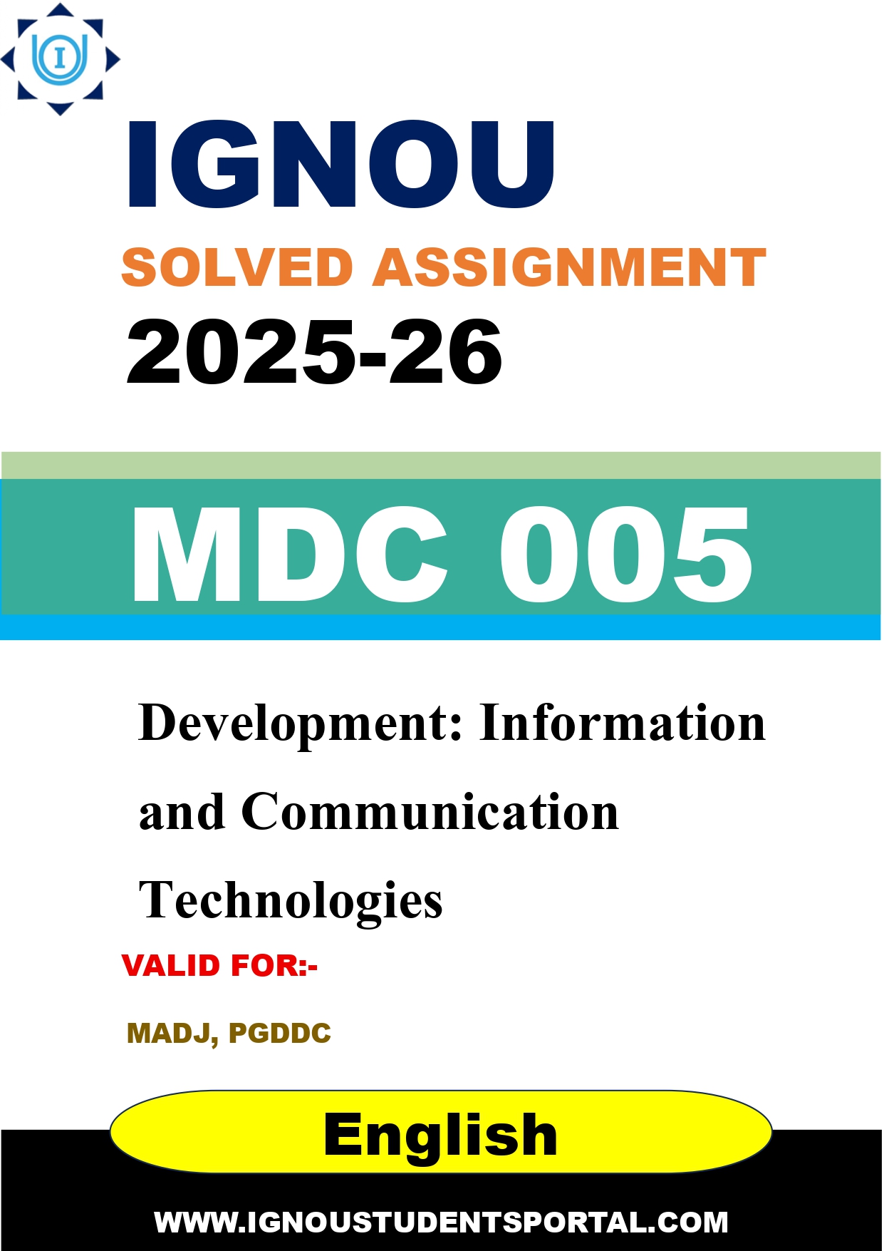 IGNOU MDC 005 Solved Assignment 2025-2026 (English Medium) – Download PDF